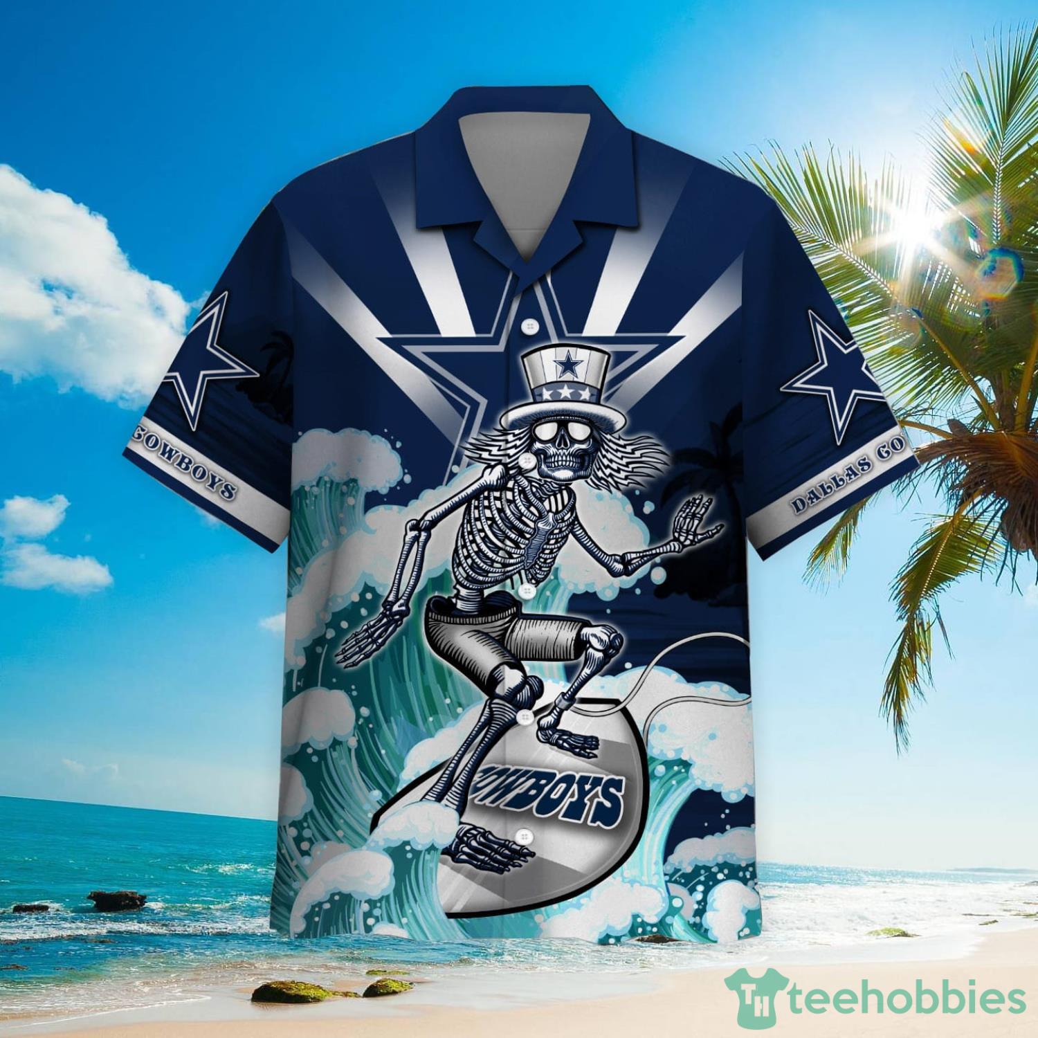 NFL Dallas Cowboys Grateful Dead Hawaiian Shirt Product Photo 2
