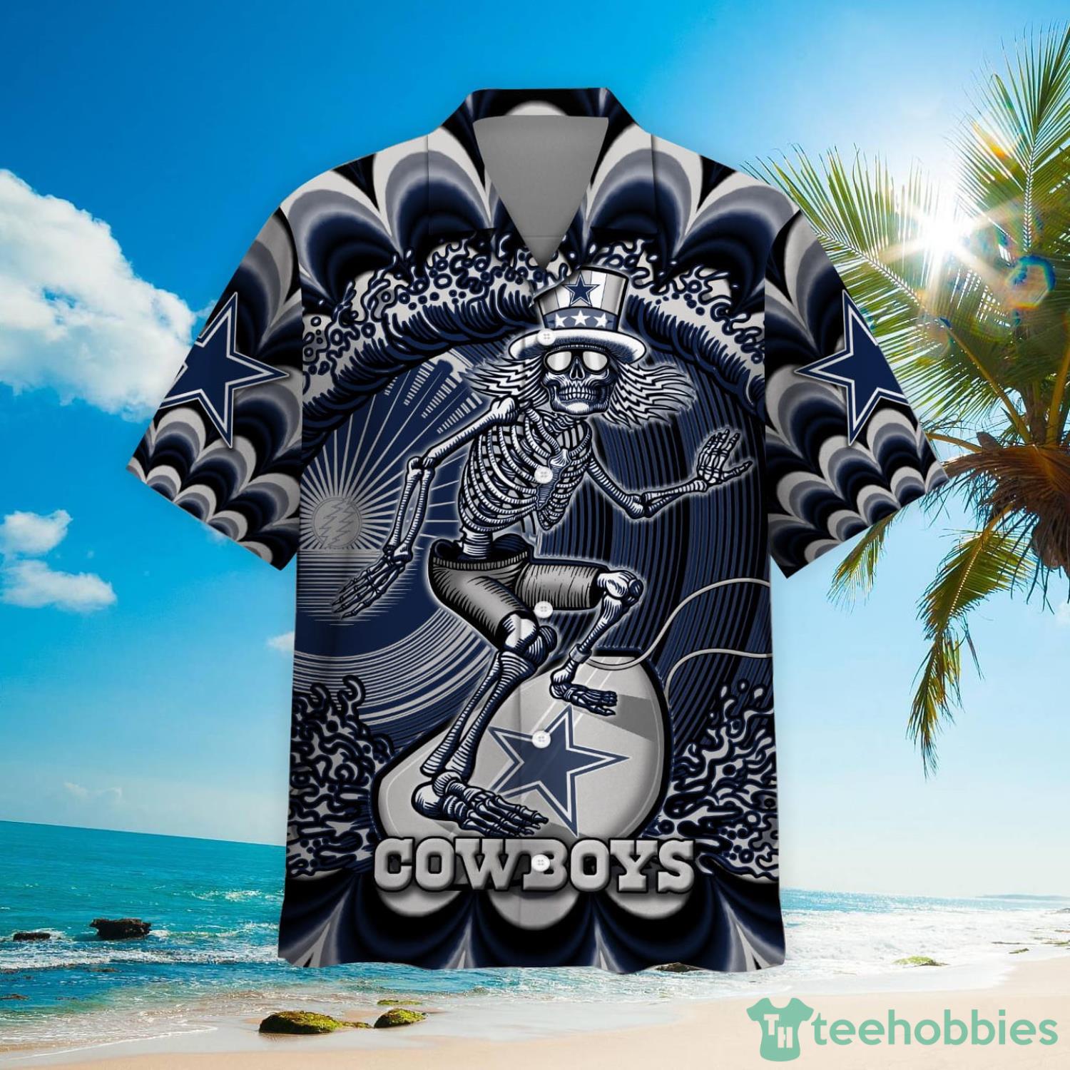 NFL Dallas Cowboys Grateful Dead Hawaiian Shirt For Fans Product Photo 2