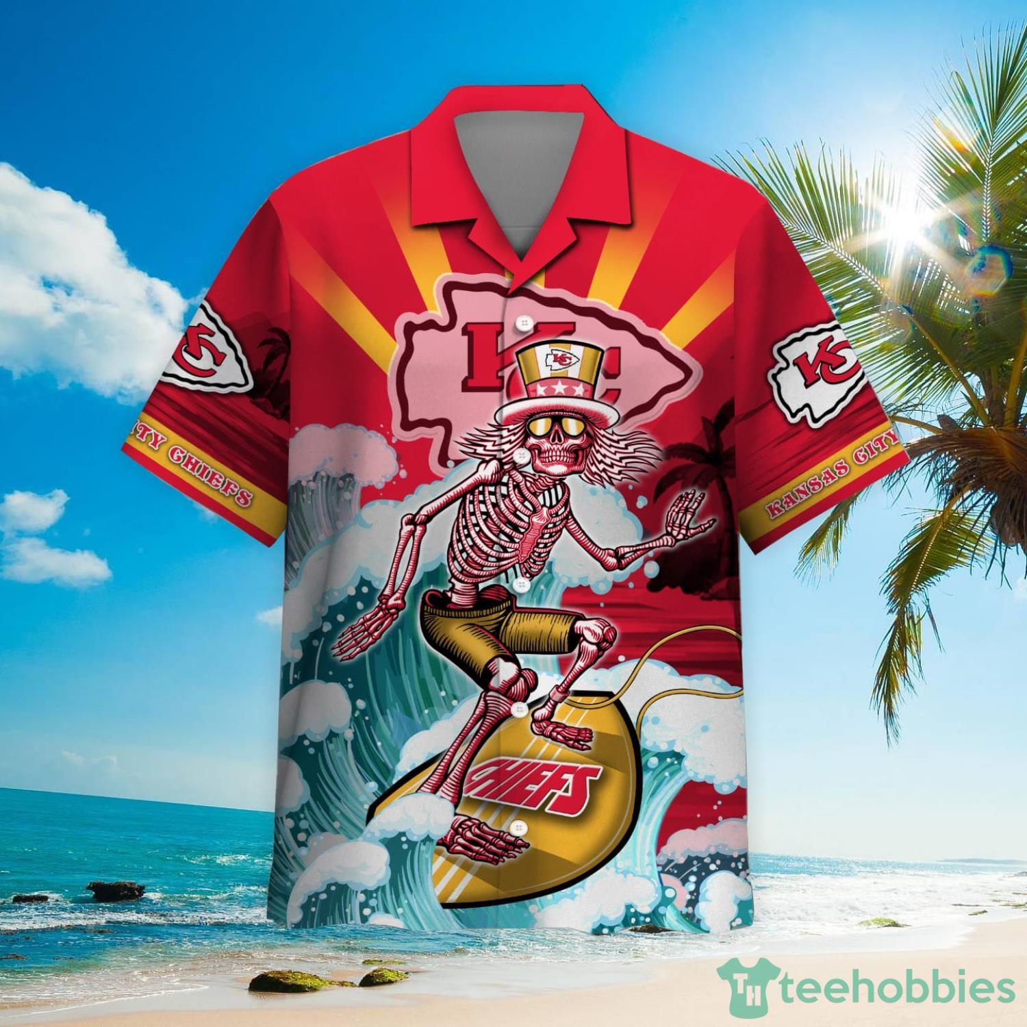 NFL Kansas City Chiefs Grateful Dead Hawaiian Shirt Product Photo 2