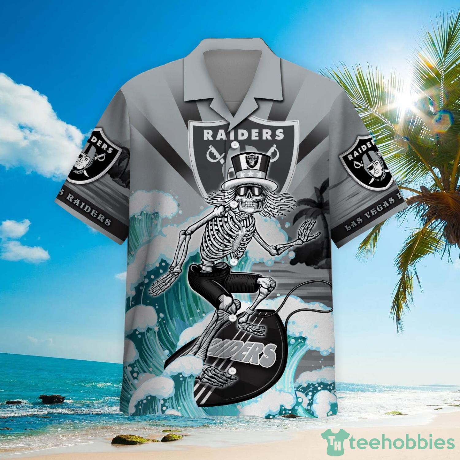 NFL Las Vegas Raiders Grateful Dead Hawaiian Shirt Product Photo 2