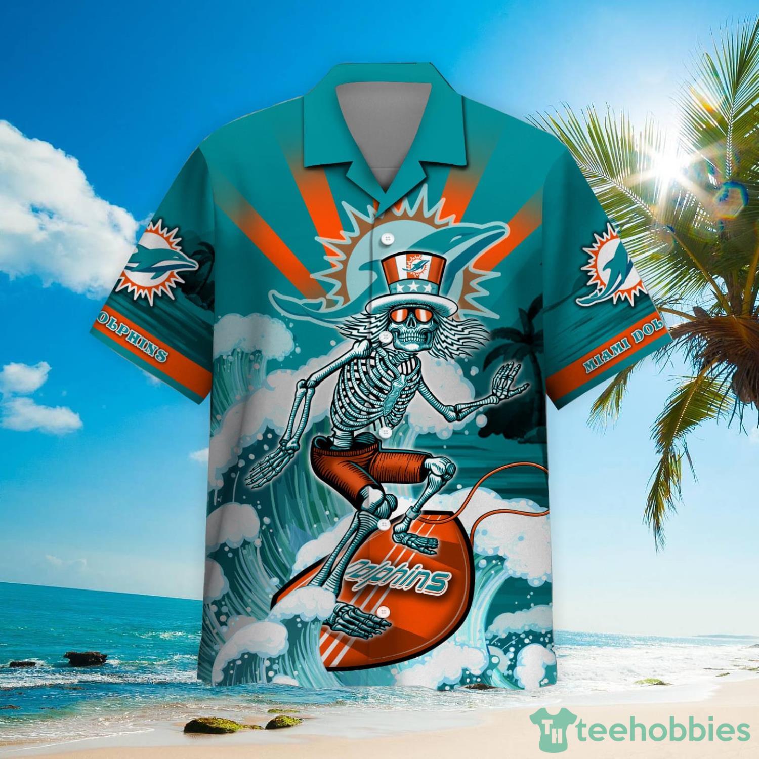 NFL Miami Dolphins Grateful Dead Hawaiian Shirt Product Photo 2