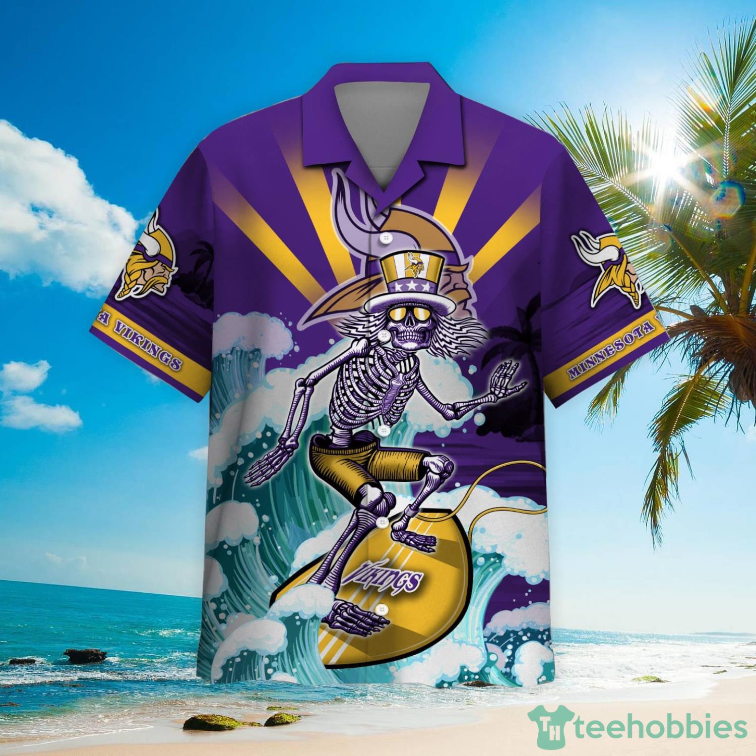 NFL Minnesota Vikings Grateful Dead Hawaiian Shirt Product Photo 2