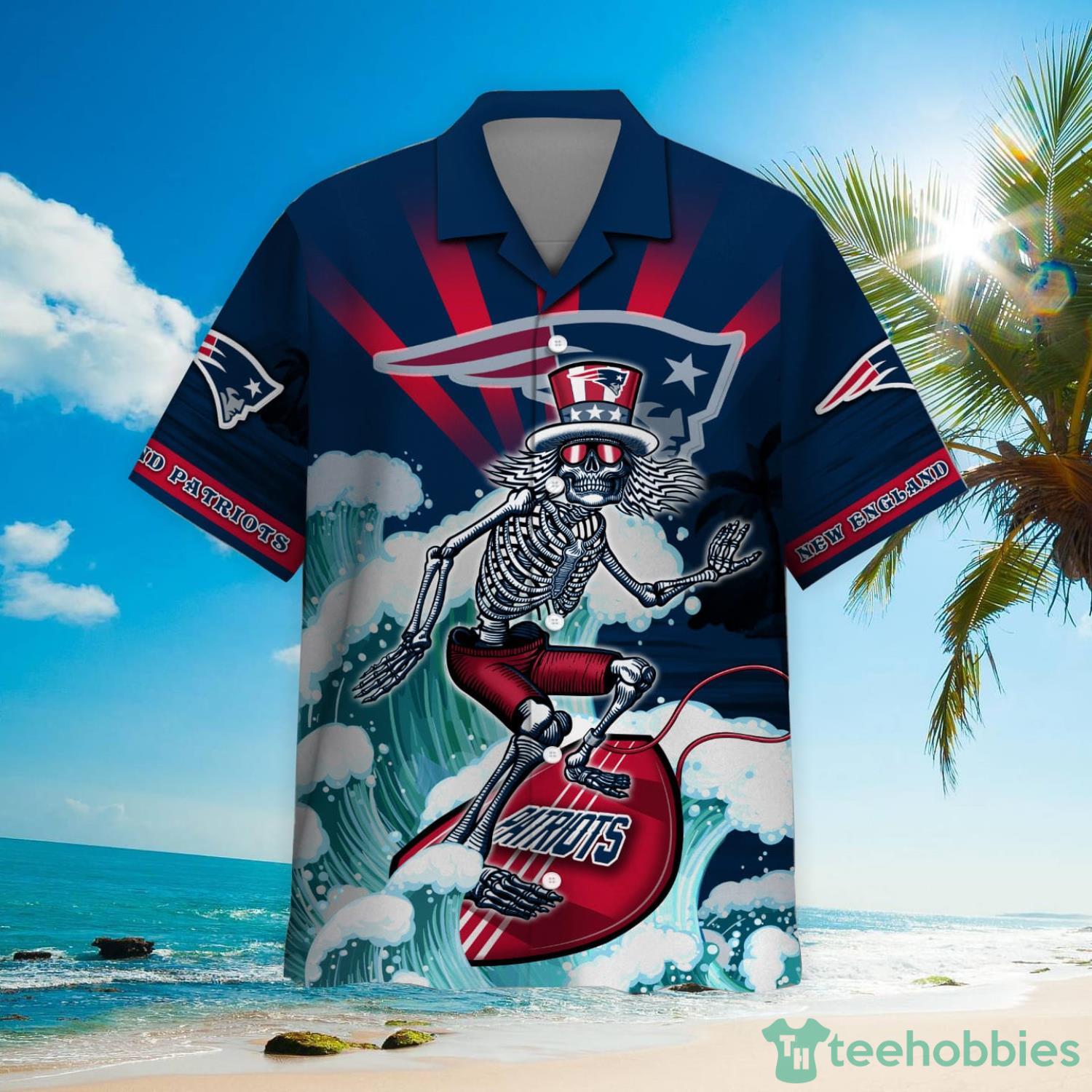 NFL New England Patriots Grateful Dead Hawaiian Shirt Product Photo 2