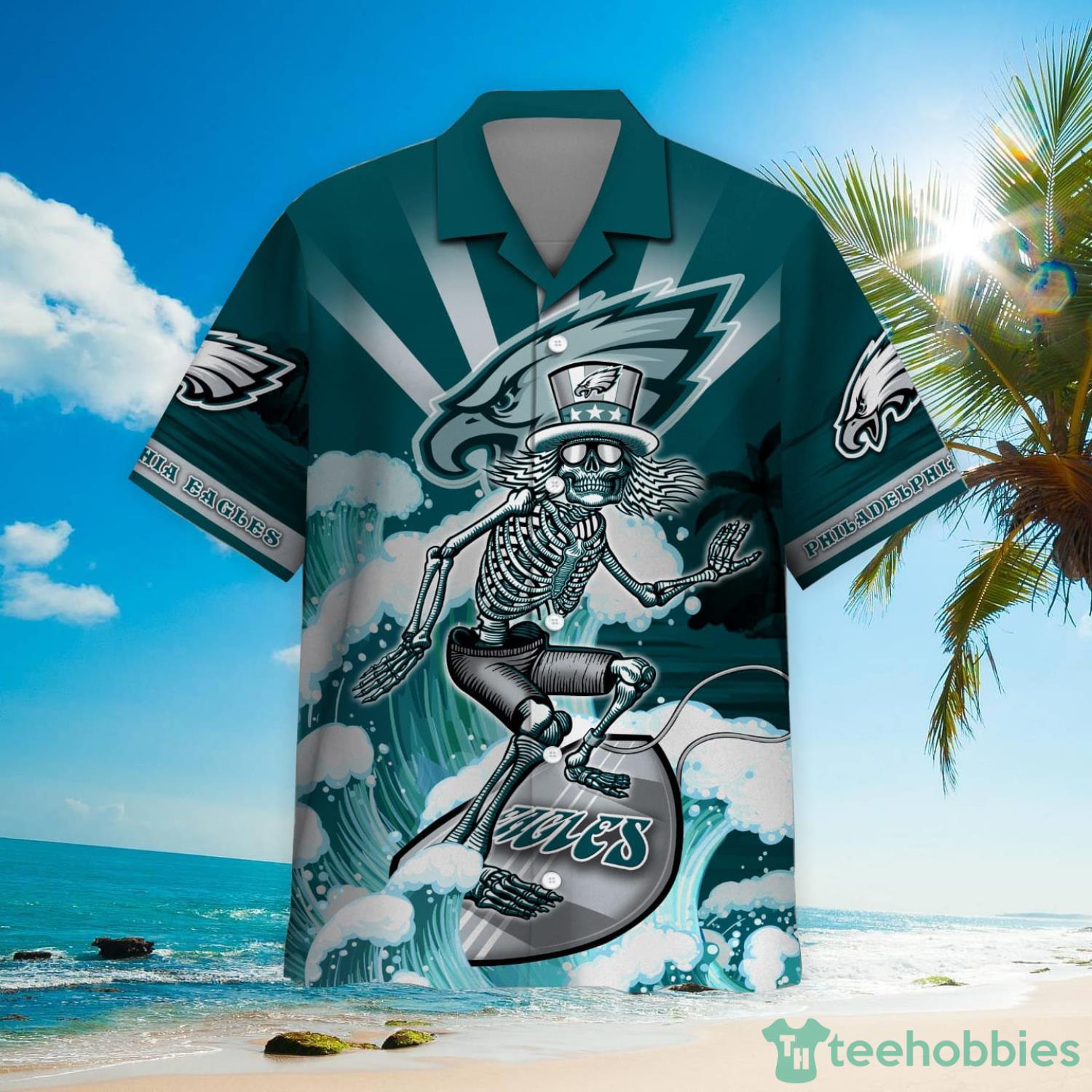 NFL Philadelphia Eagles Grateful Dead Hawaiian Shirt Product Photo 2
