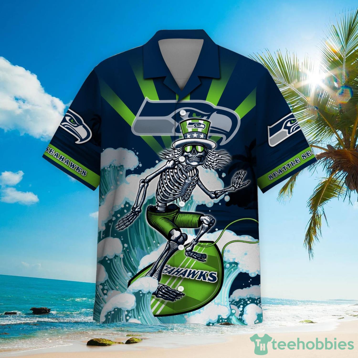 NFL Seattle Seahawks Grateful Dead Hawaiian Shirt Product Photo 2