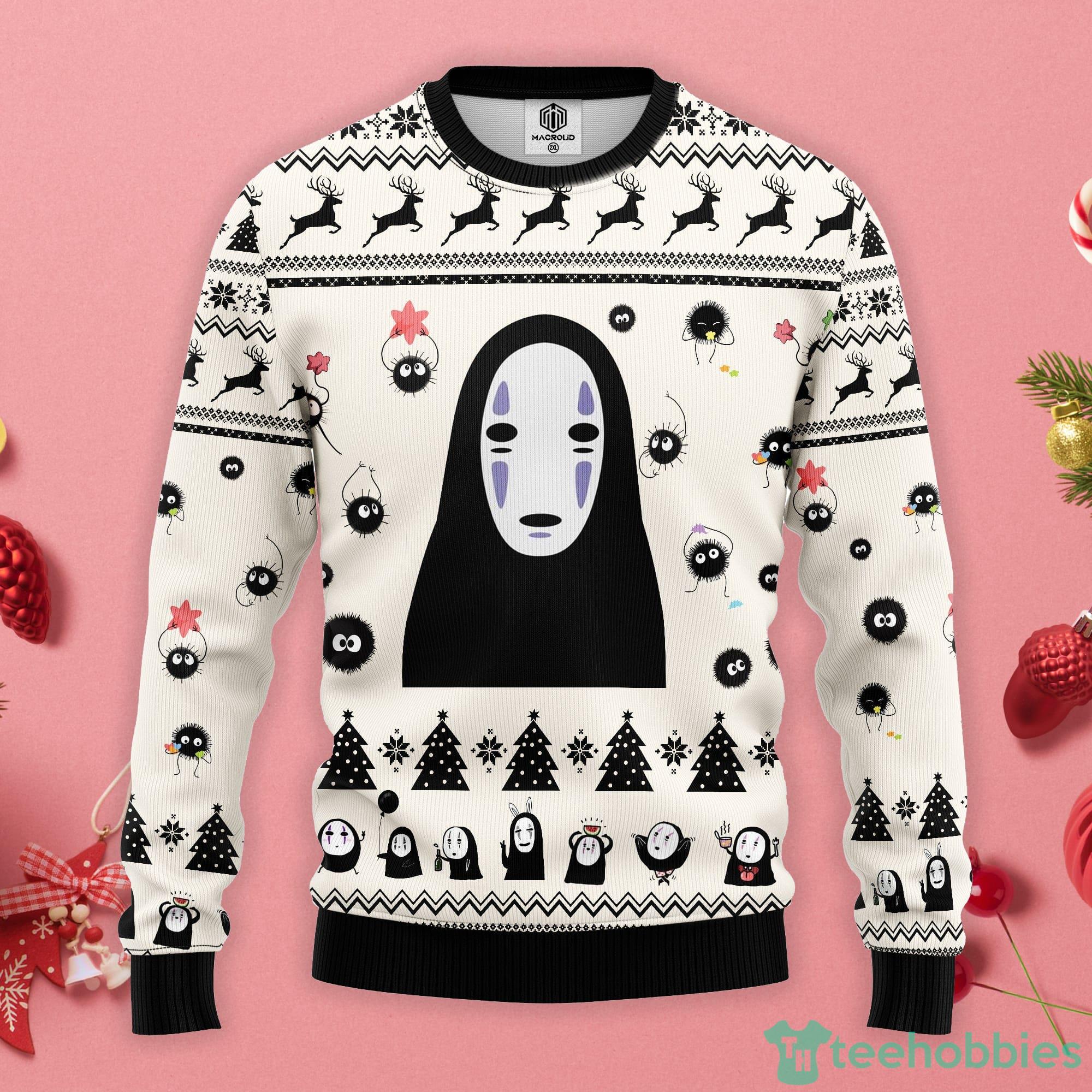 No Face White Christmas Gift Ugly Christmas Sweater Product Photo 1