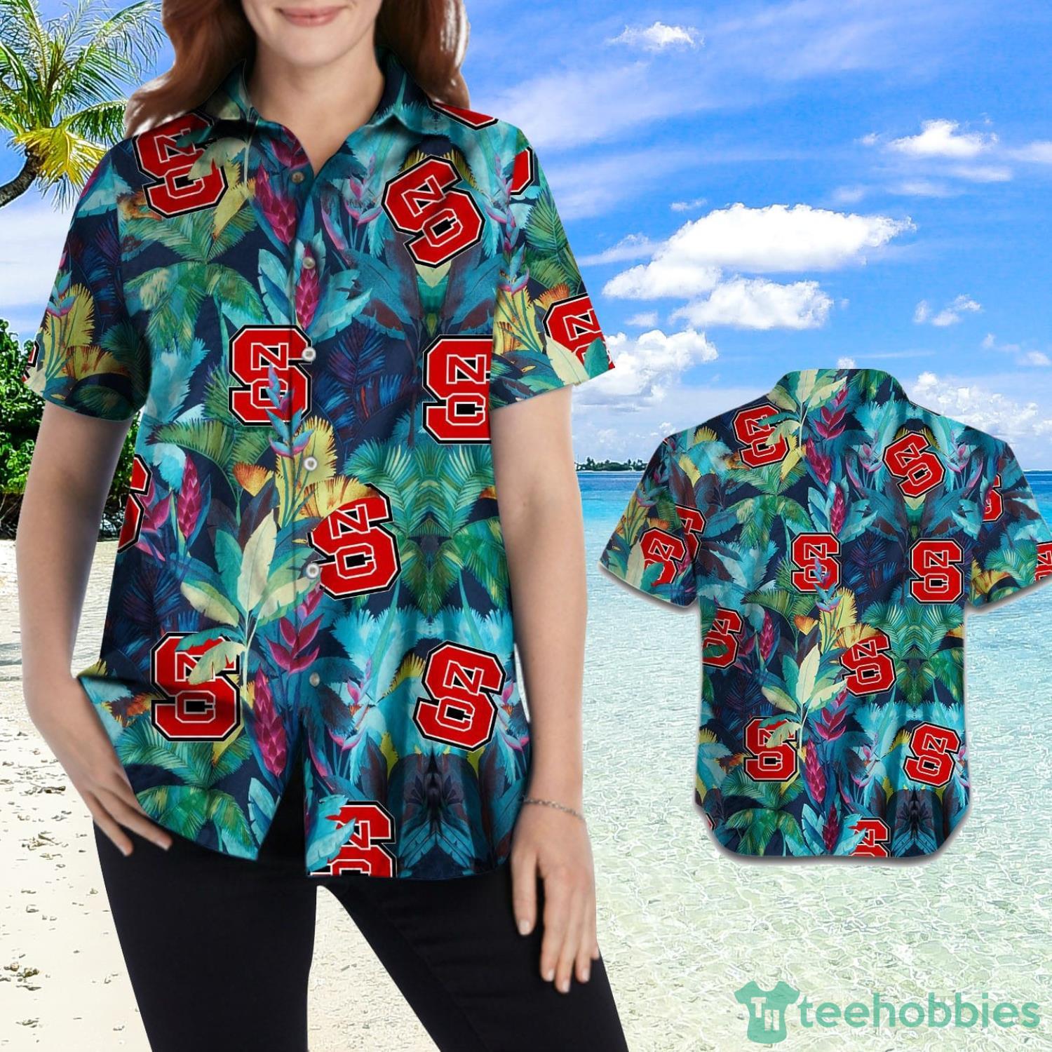 North Carolina State Wolfpack Floral Tropical Hawaiian Shirt Product Photo 2