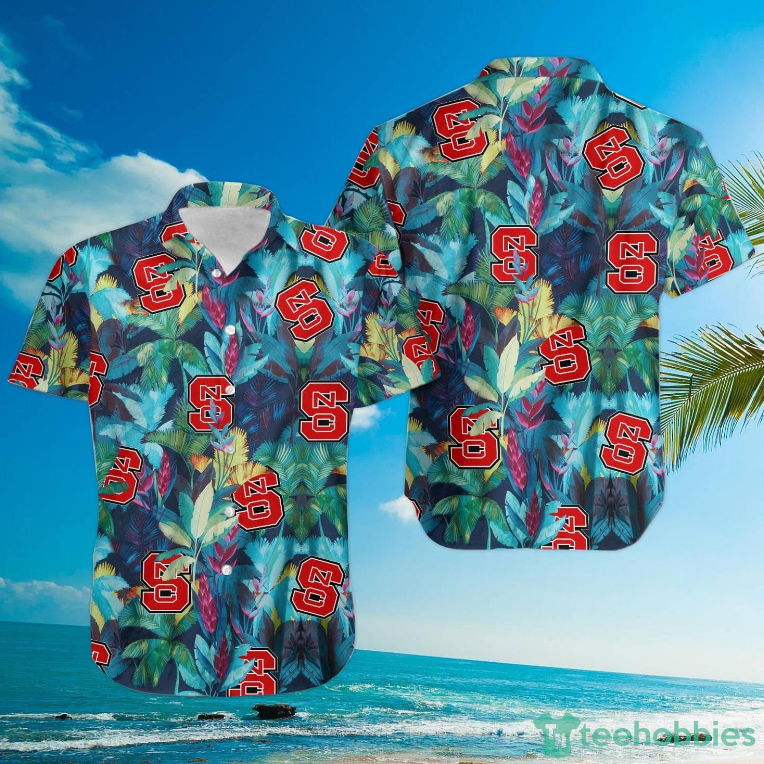 North Carolina State Wolfpack Floral Tropical Hawaiian Shirt Product Photo 3
