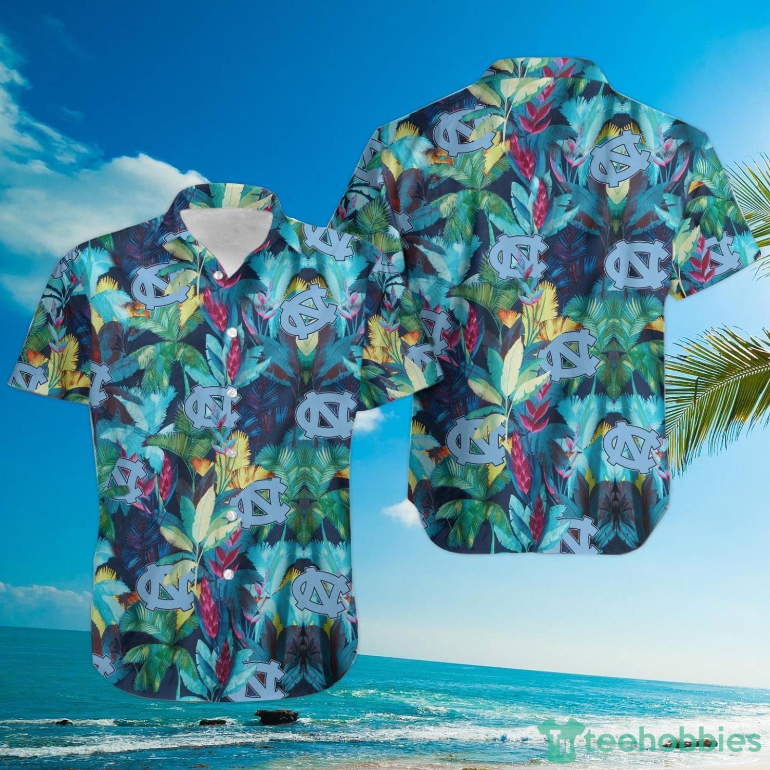 North Carolina Tar Heels Floral Tropical Hawaiian Shirt Product Photo 3