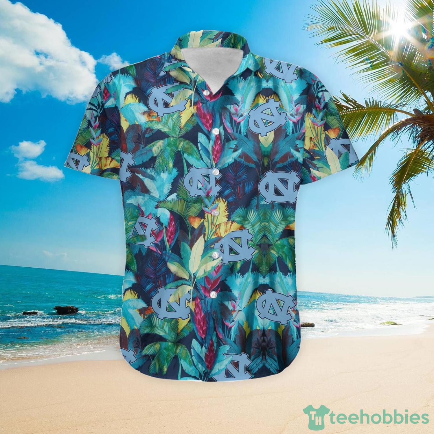 North Carolina Tar Heels Floral Tropical Hawaiian Shirt Product Photo 4
