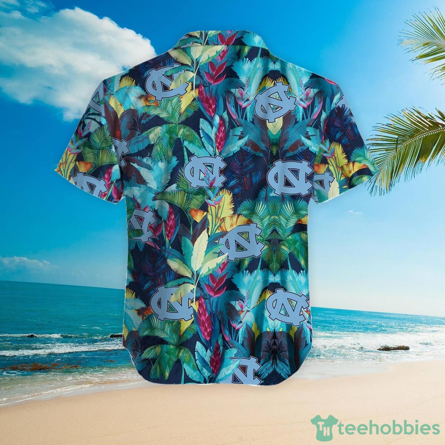 North Carolina Tar Heels Floral Tropical Hawaiian Shirt Product Photo 5