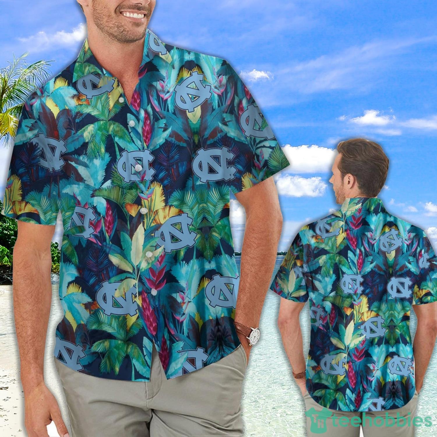 North Carolina Tar Heels Floral Tropical Hawaiian Shirt Product Photo 1