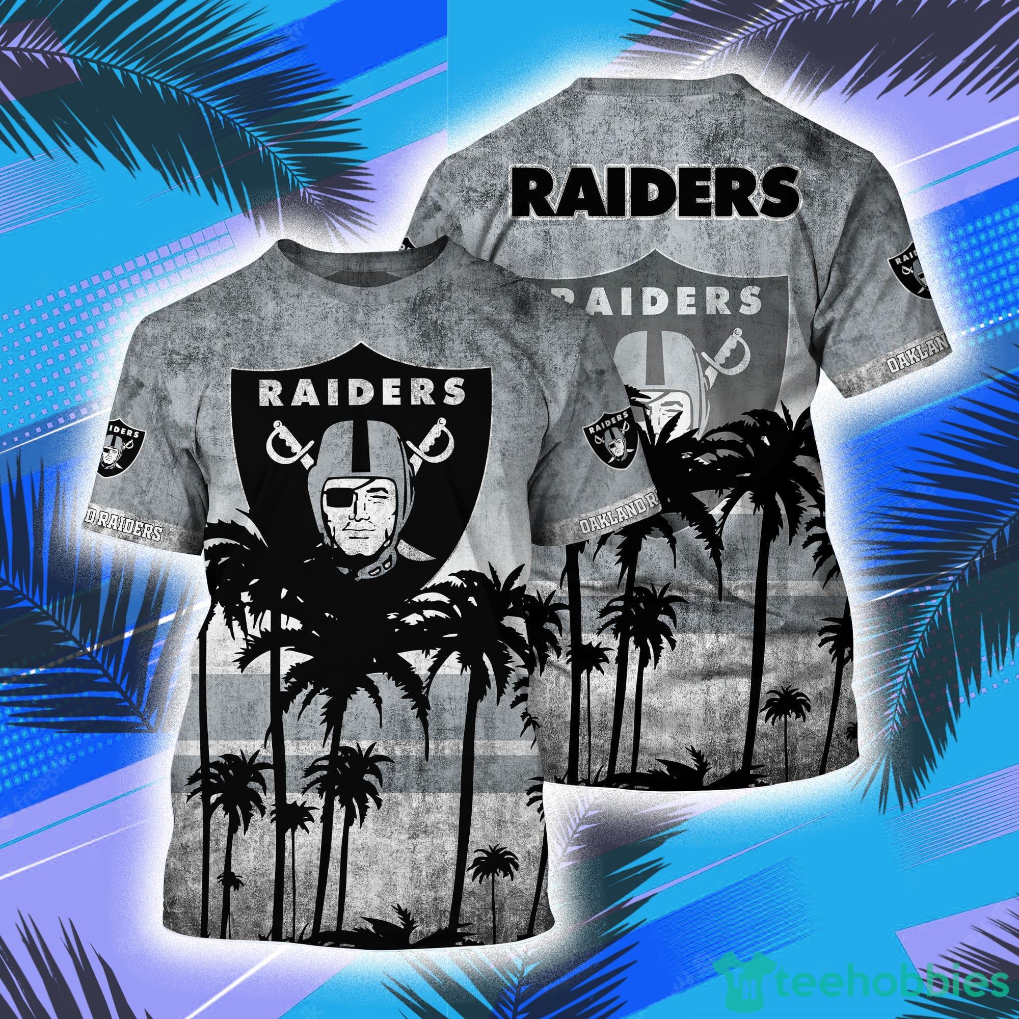 Oakland Raiders NFL And Palm Trees Hawaii Style 3D T-Shirt Product Photo 1