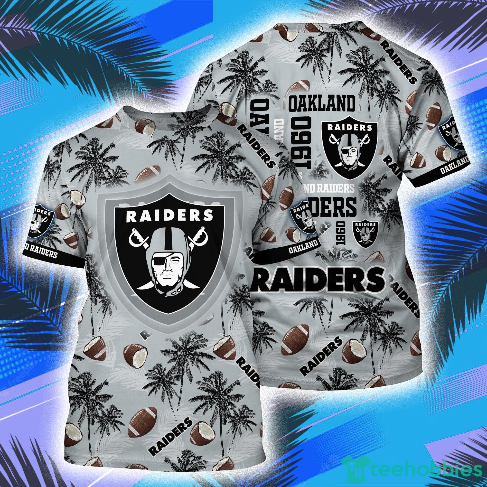 Oakland Raiders NFL And Palm Trees Pattern All Over Print 3D T-Shirt Product Photo 1