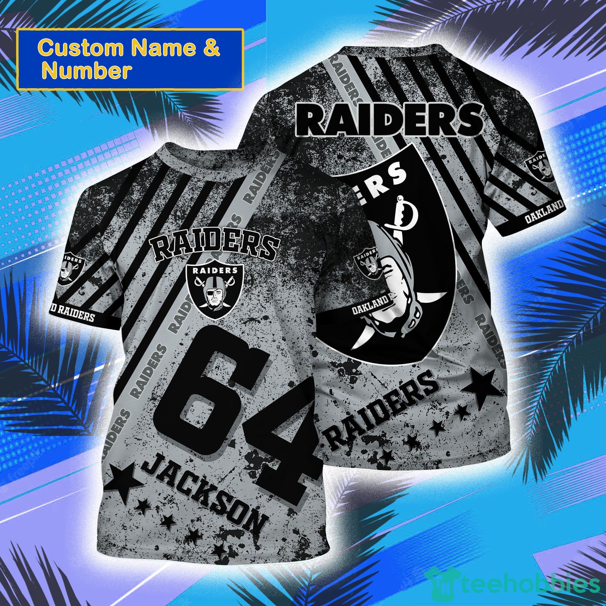 Oakland Raiders NFL Custom Name And Number All Over Print 3D T-Shirt Product Photo 1