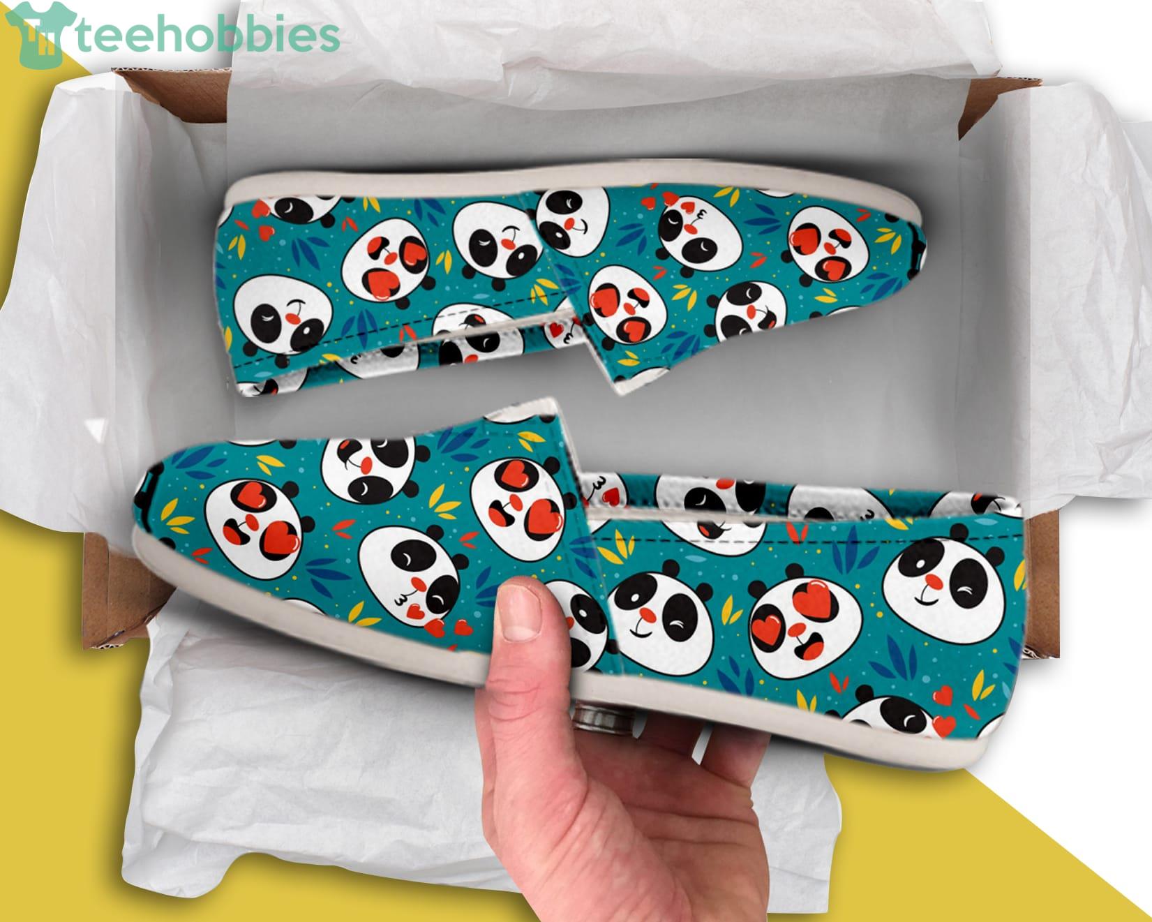Panda With Heart Lovely Pattern Slip On Shoes Product Photo 1