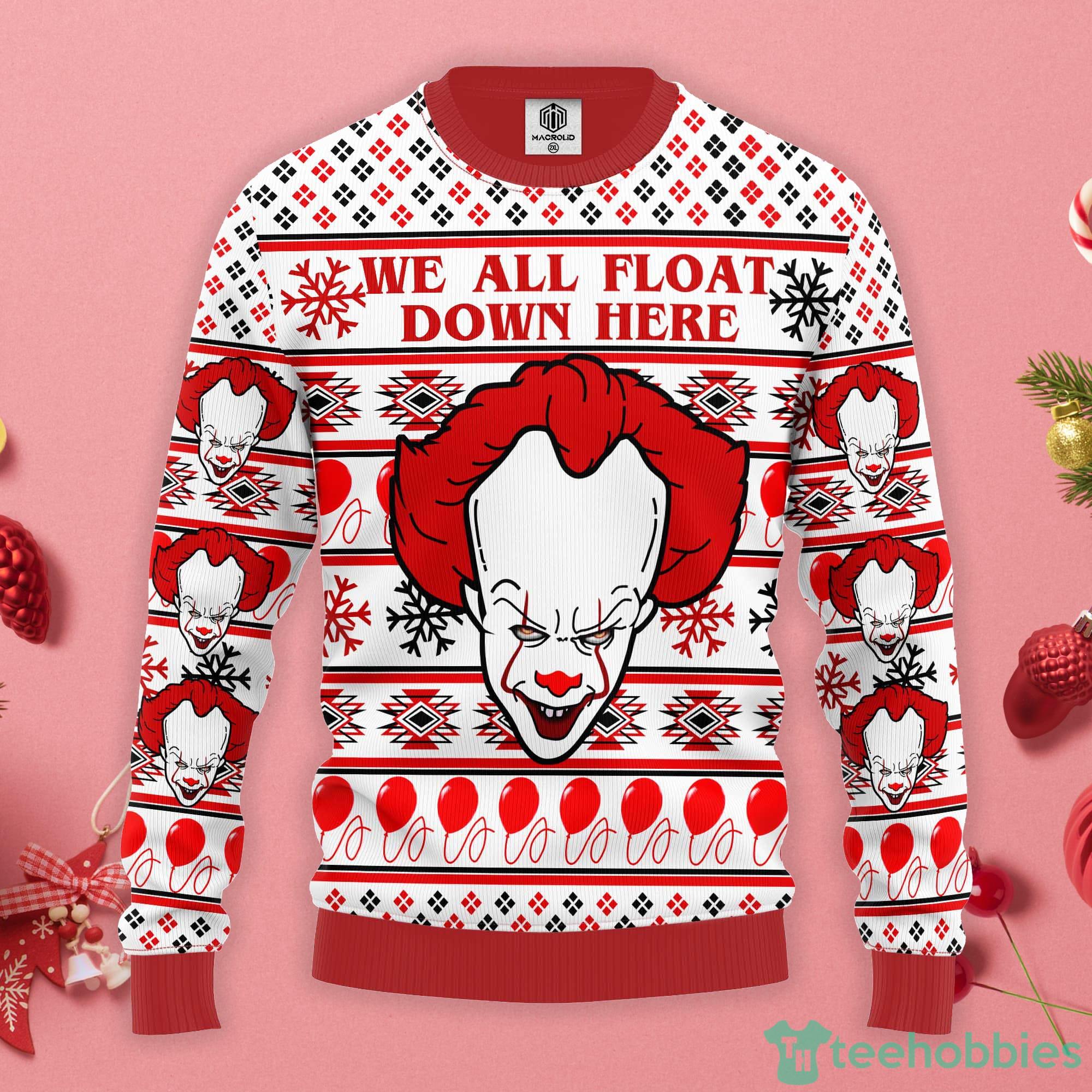 Pennywise Horror We All Float Down Here Ugly Christmas Sweater Product Photo 1
