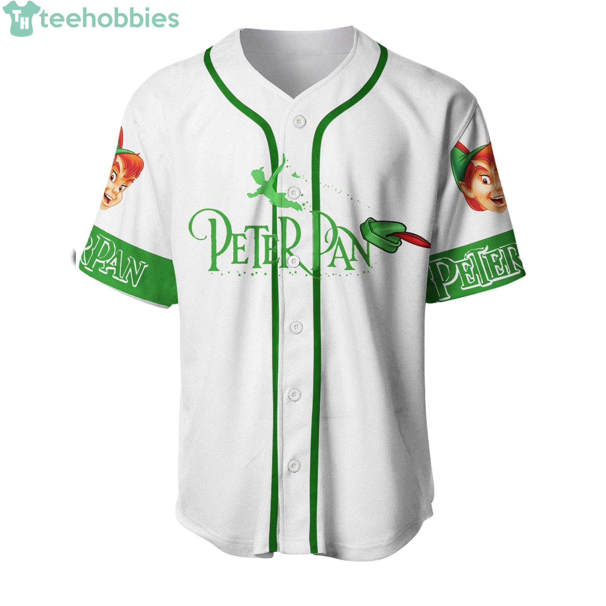 Peter Pan White Green Disney Cartoon Baseball Jersey Shirt