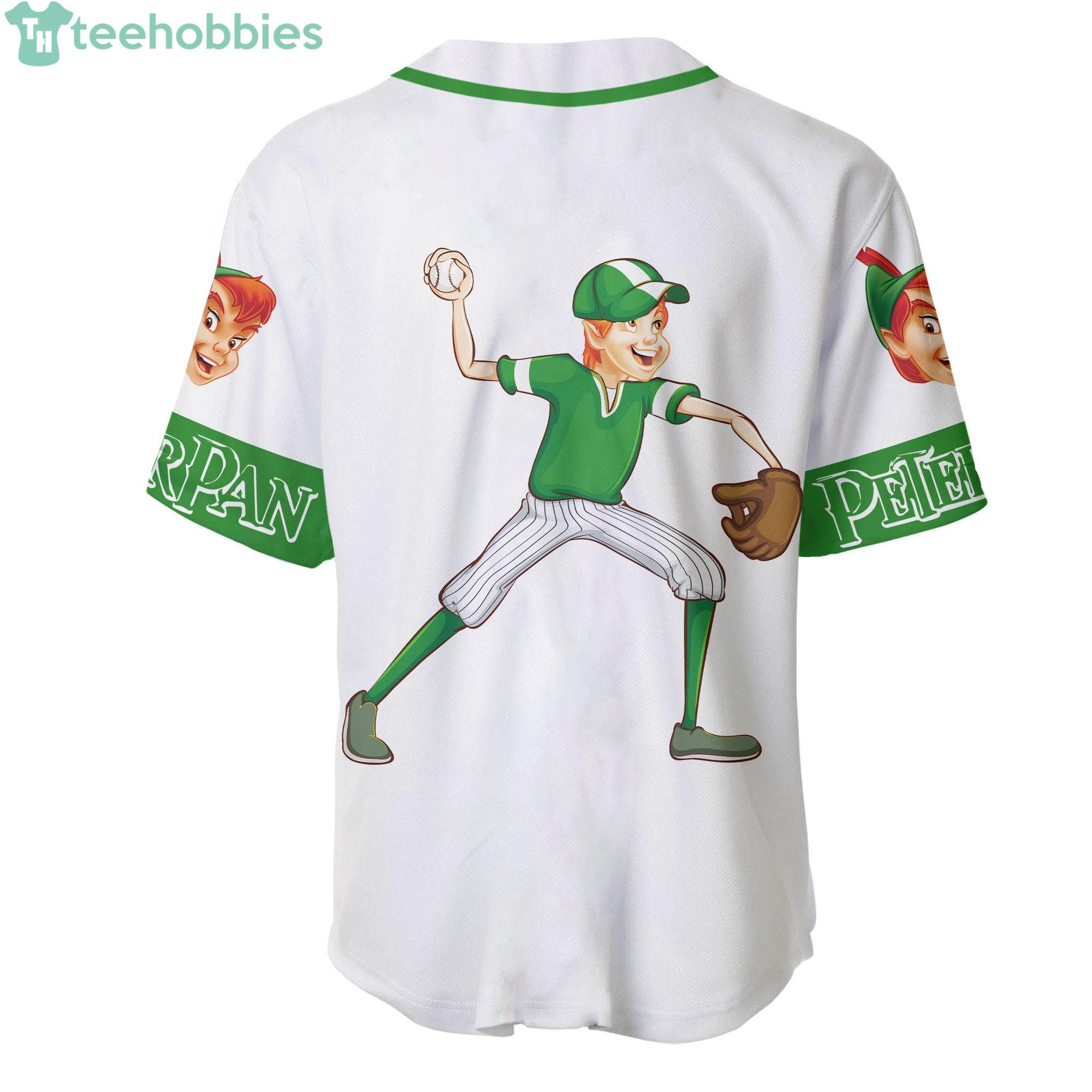 Peter Pan Green White Patterns Disney Custom Baseball Jerseys For Men And  Women