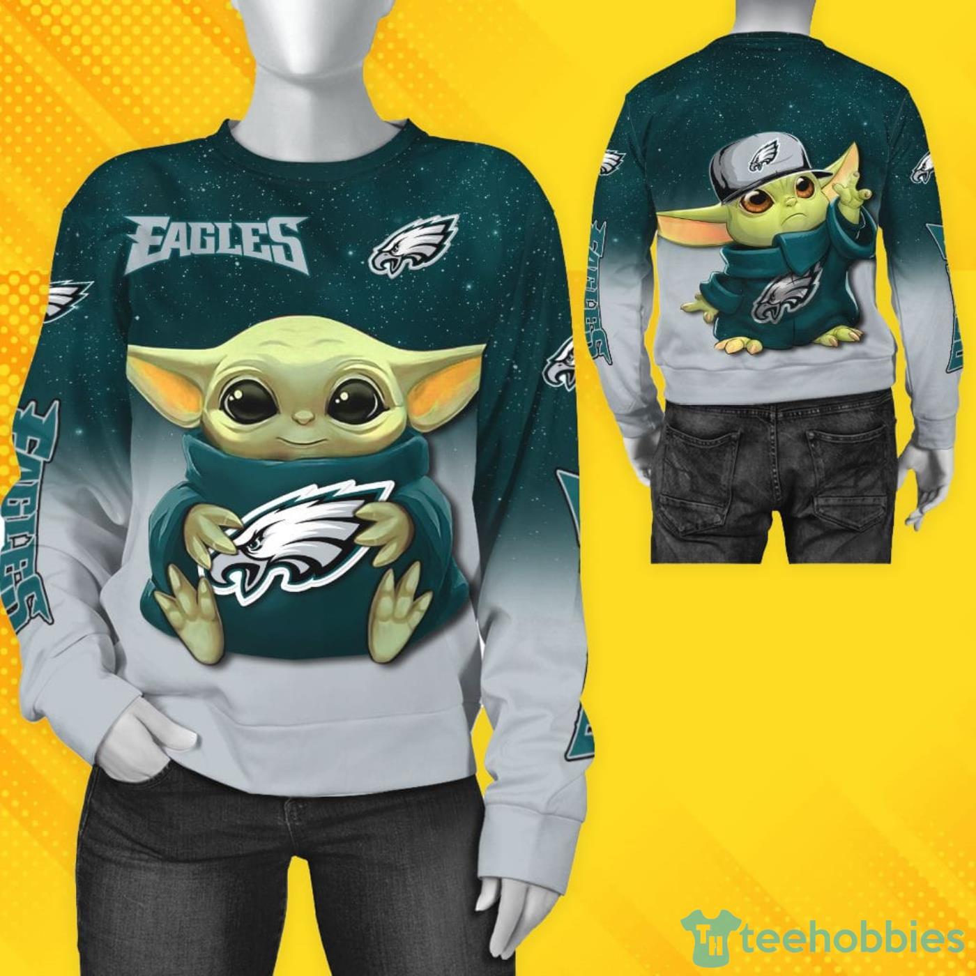 Philadelphia Eagles Baby Yoda Star Wars Lover 3D Hoodie Christmas Gift For  Men And Women