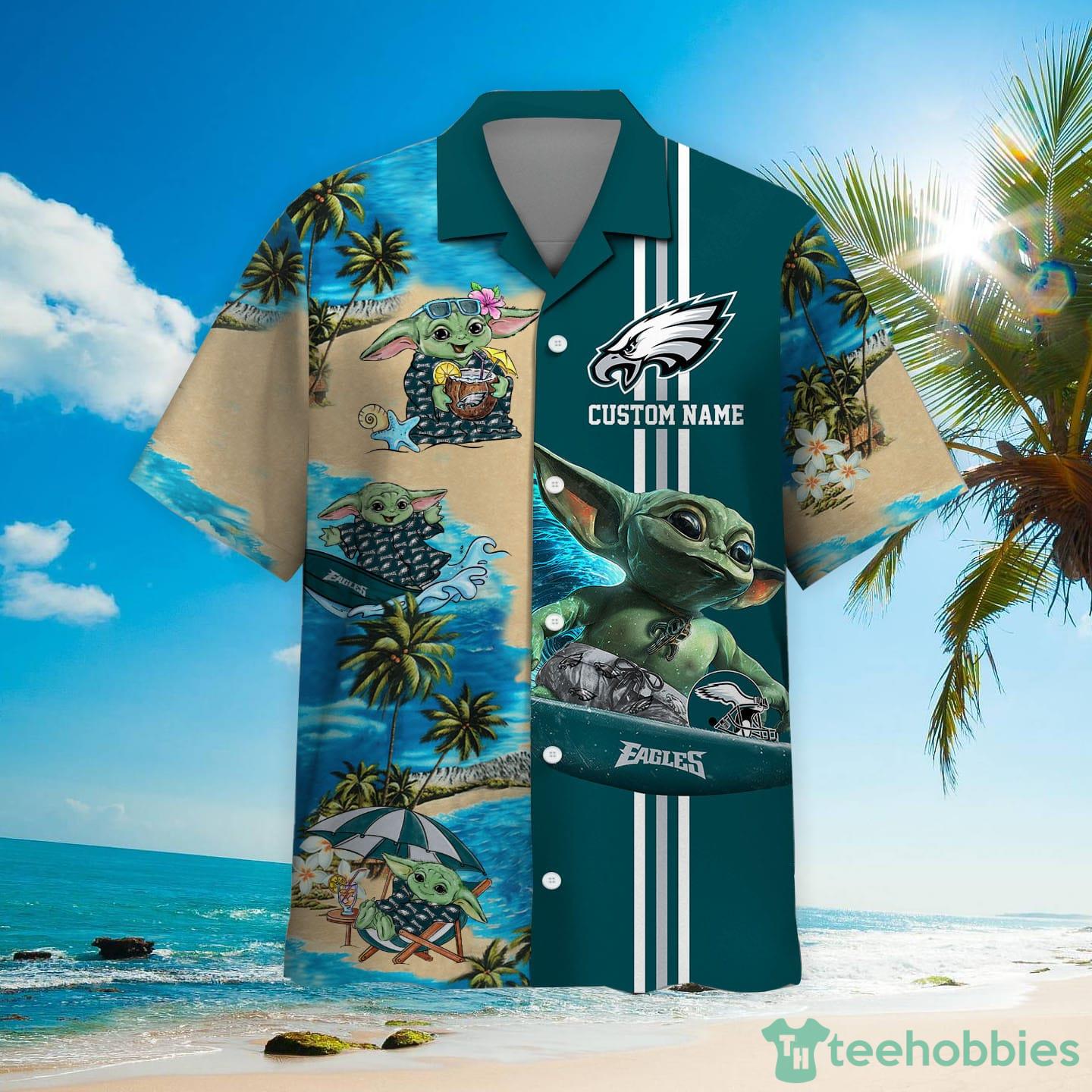 Philadelphia Eagles Baby Yoda Custom Name Hawaiian Shirt