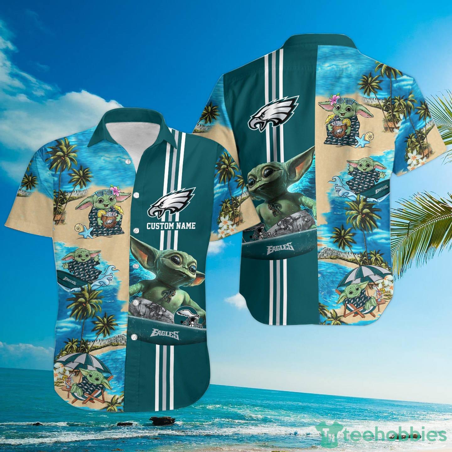 Philadelphia Eagles Baby Yoda Custom Name Hawaiian Shirt