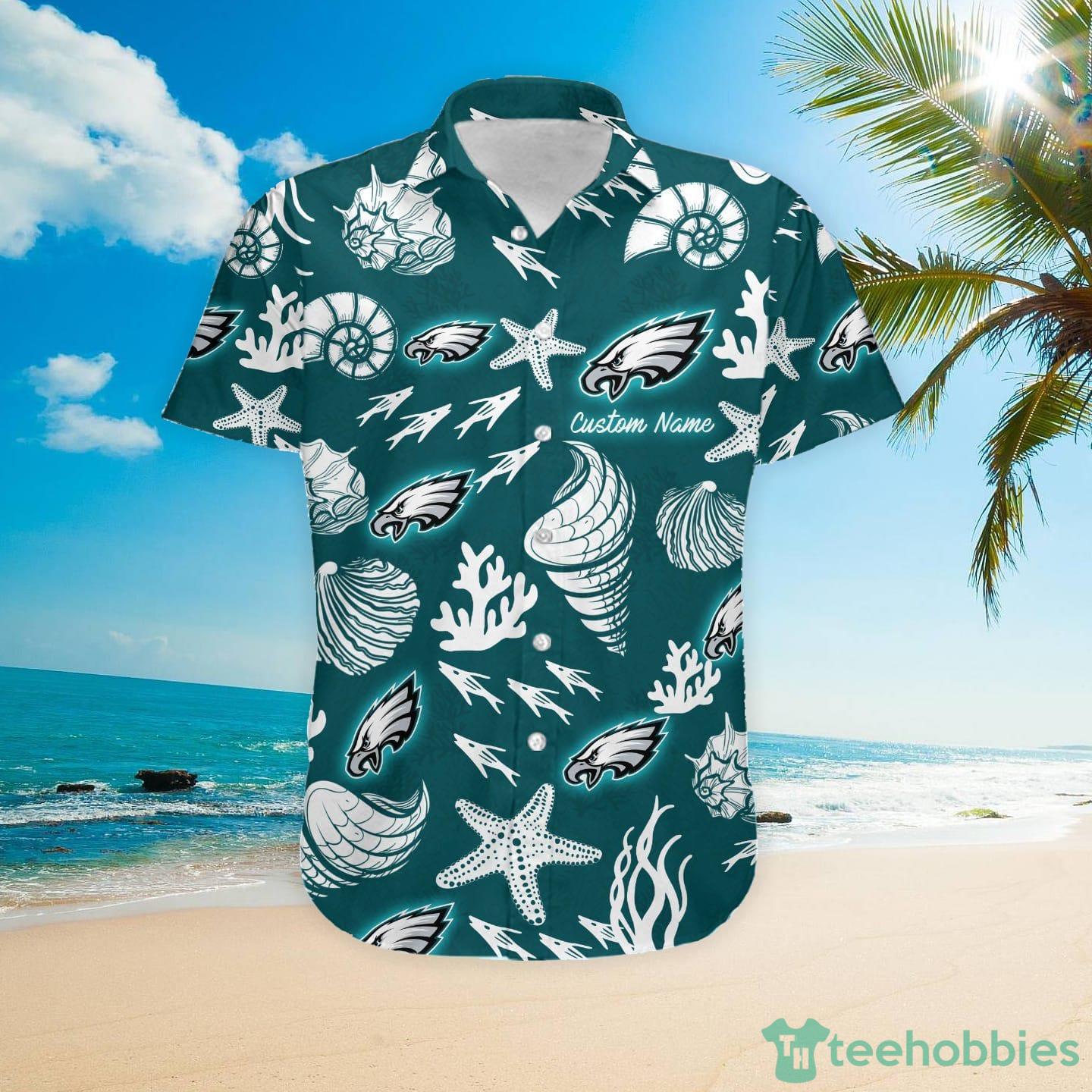 Philadelphia Eagles Custom Name Shells Starfish Hawaiian Shirt