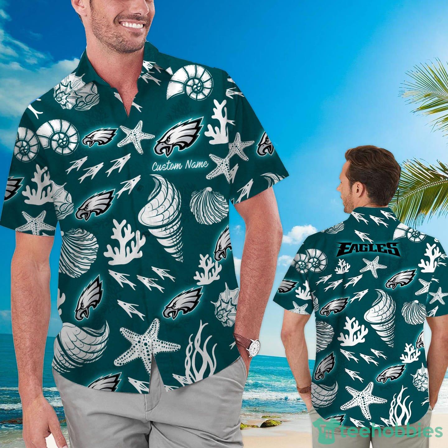 Philadelphia Eagles Custom Name Shells Starfish Hawaiian Shirt Product Photo 1