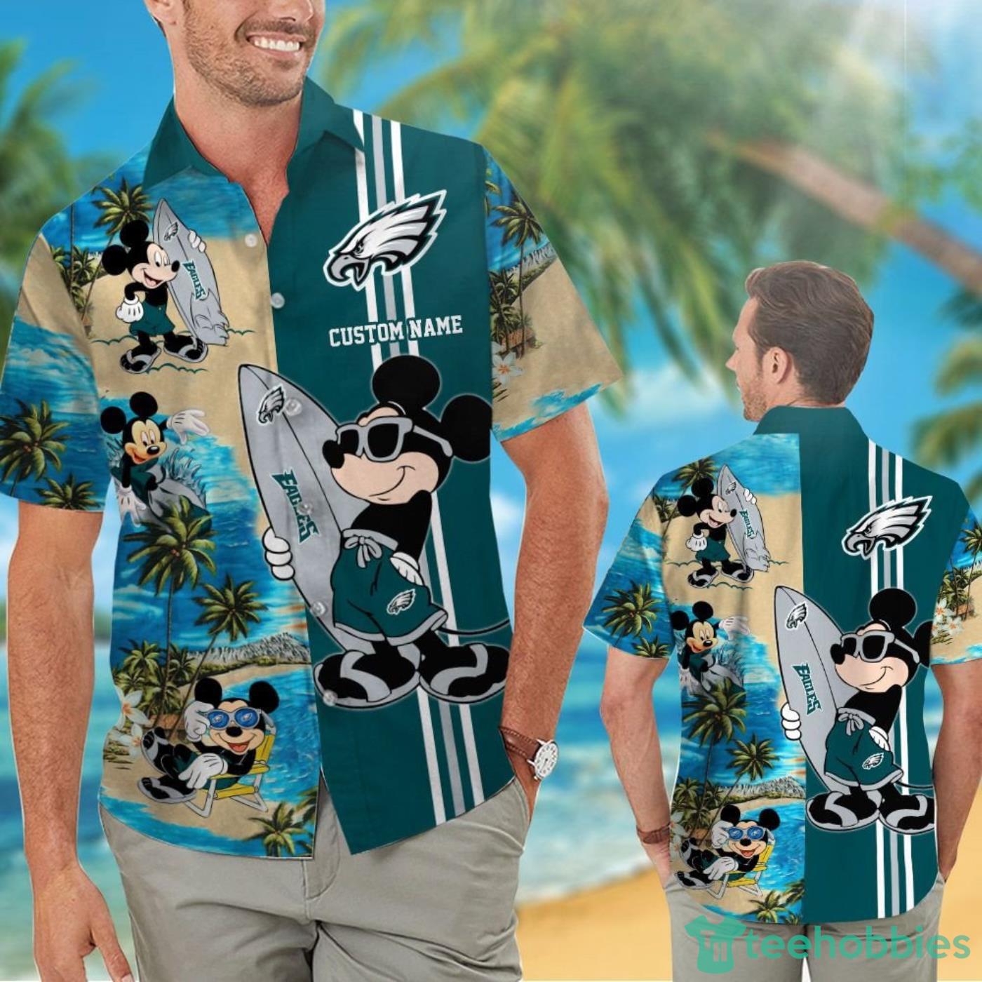 Philadelphia Eagles Mickey Custom Name Hawaiian Shirt Product Photo 1