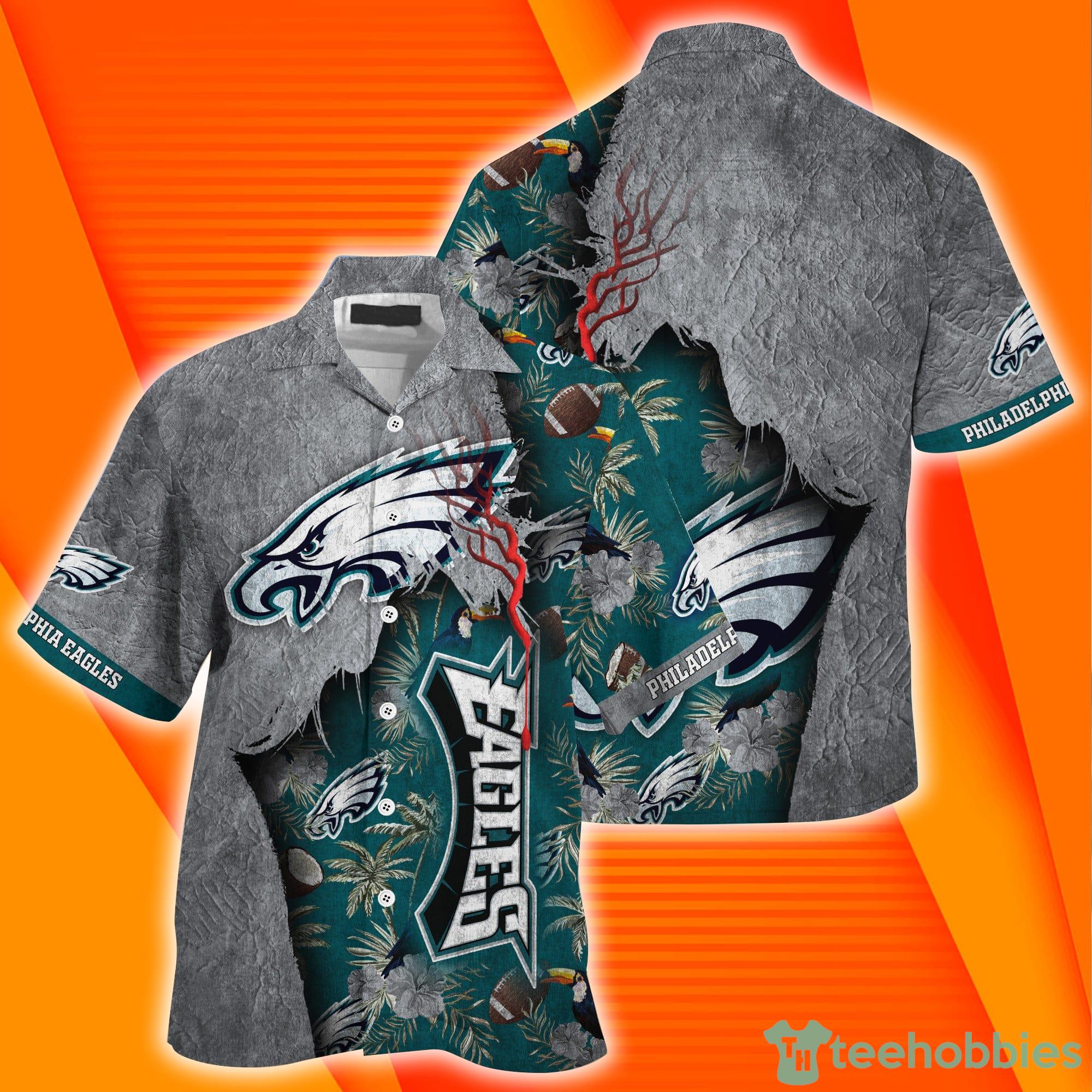 Philadelphia Eagles NFL Grunge Texture Print Combo Hawaiian Shirt And Short Pants Product Photo 1