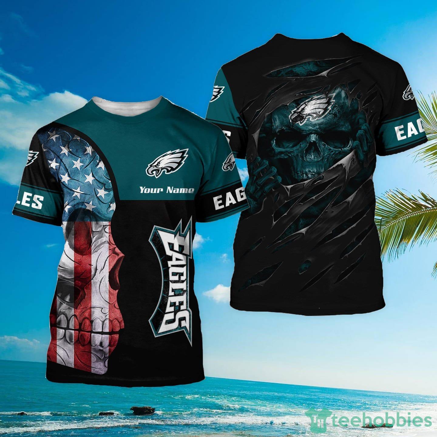 Philadelphia Eagles Skull Custom Name 3D All Over Printed Shirt Product Photo 1
