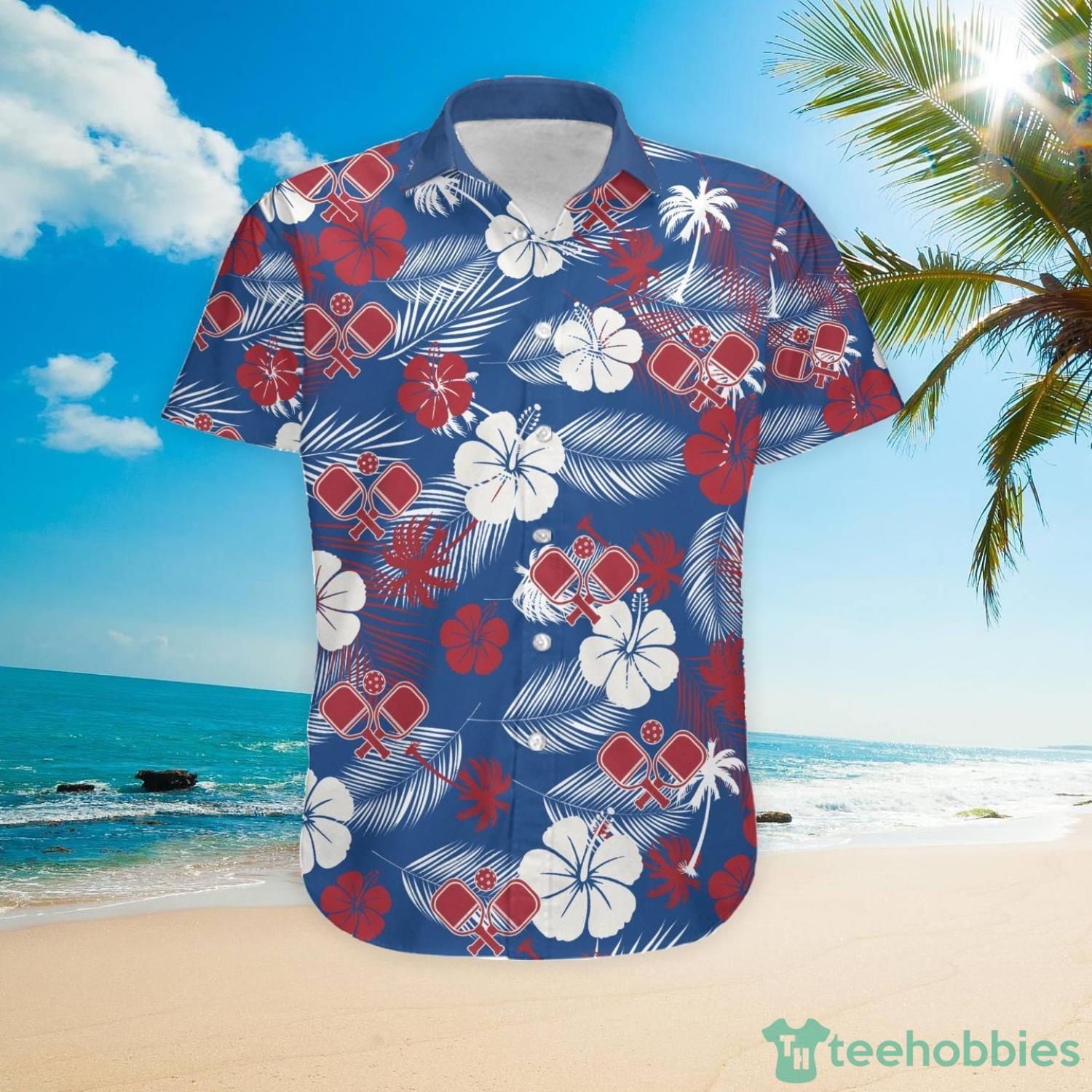 Pickleball Aloha Floral Tropical Pattern Custom Name Hawaiian Shirt Product Photo 3