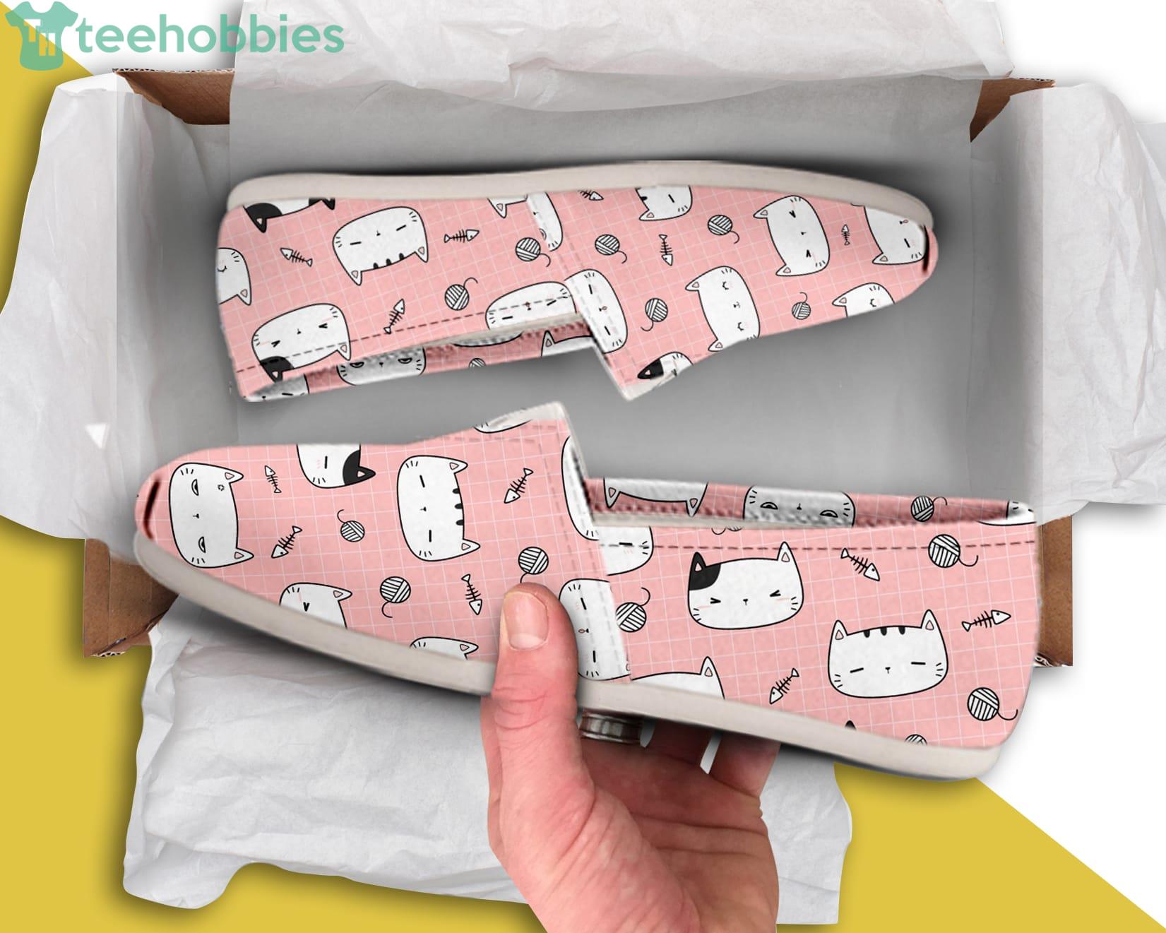 Pink Casual Cat Lovely Pattern Slip On Shoes Product Photo 1