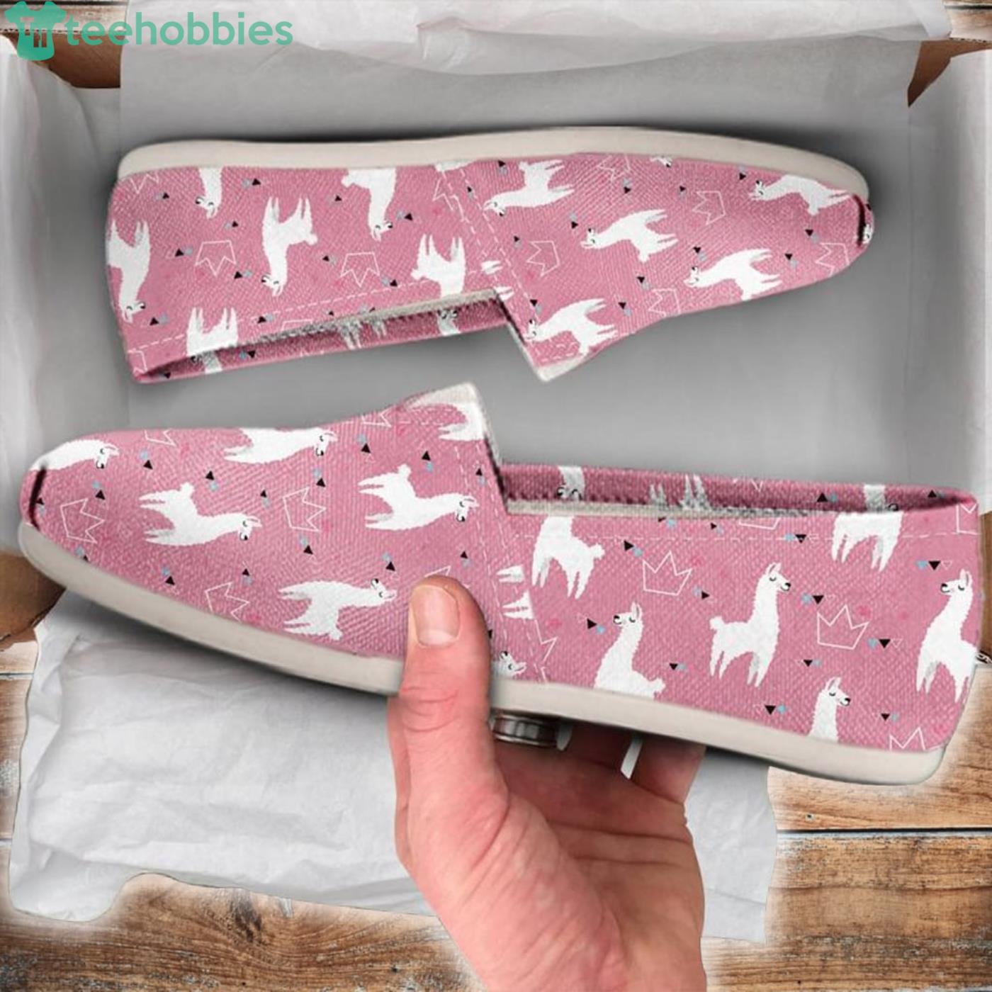 Pink Llama Lovely Pattern Slip On Shoes Product Photo 1