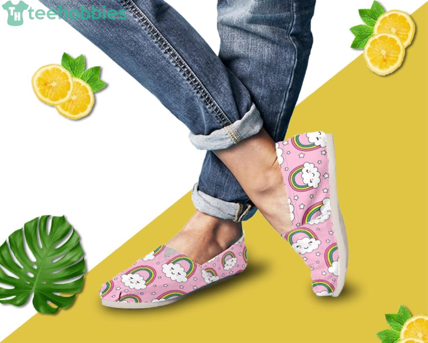 Pink Rainbow Pattern Lovely Slip On Shoes image Pink Rainbow Pattern Lovely Slip On Shoes Product Photo 2