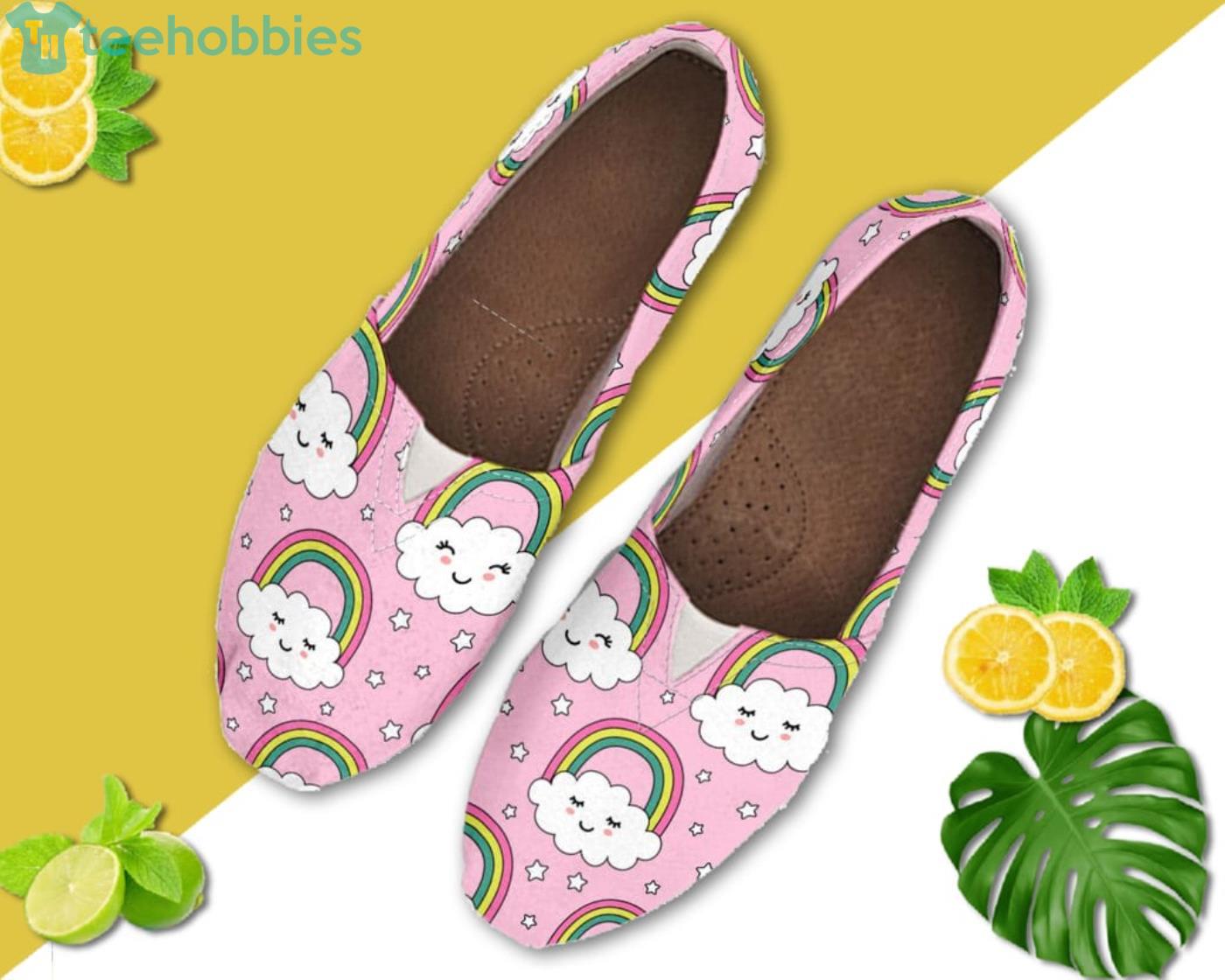 Pink Rainbow Pattern Lovely Slip On Shoes Product Photo 3 Pink Rainbow Pattern Lovely Slip On Shoes Product Photo 3