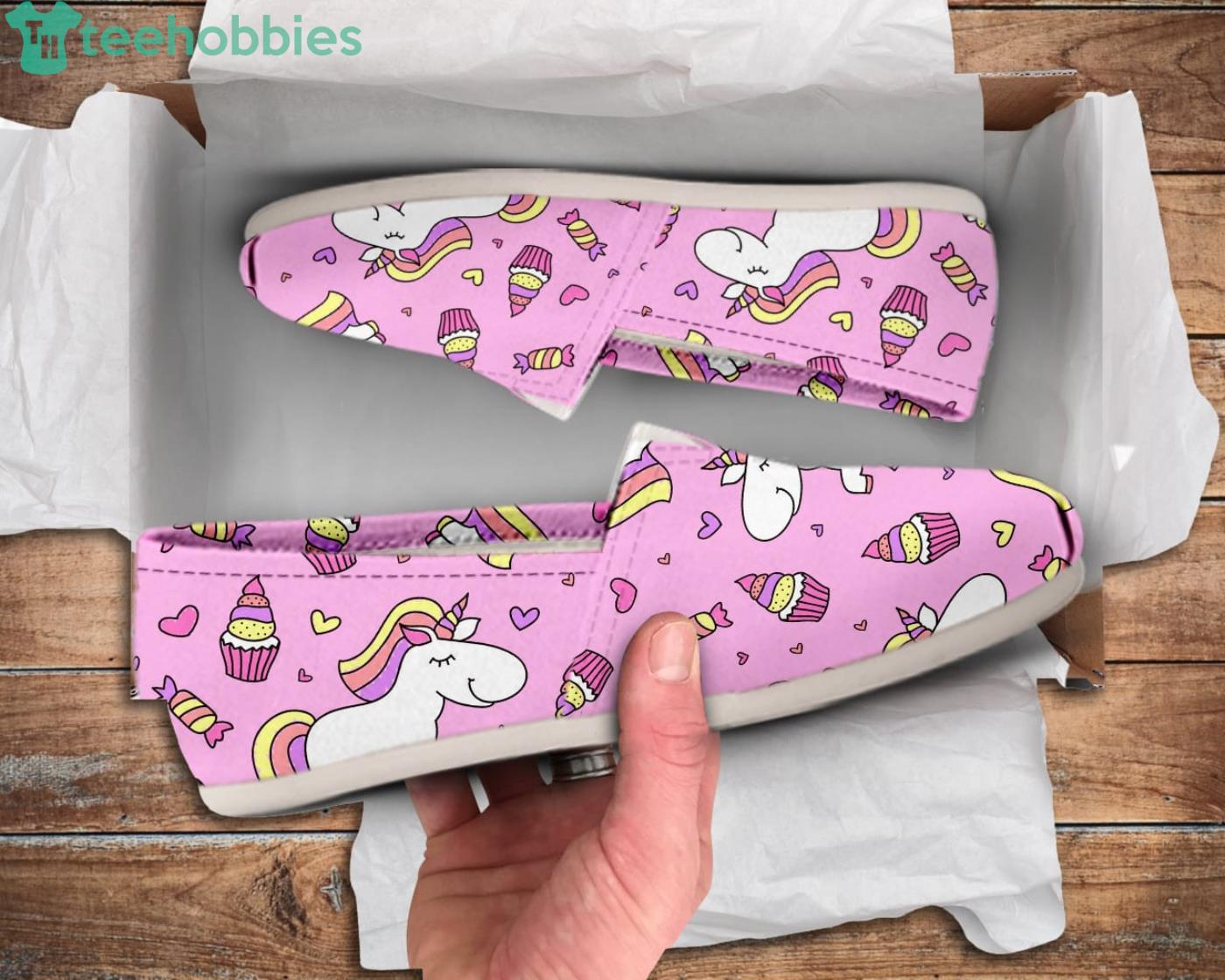 Pink Unicorn Cute Pattern Slip On Shoes Product Photo 1
