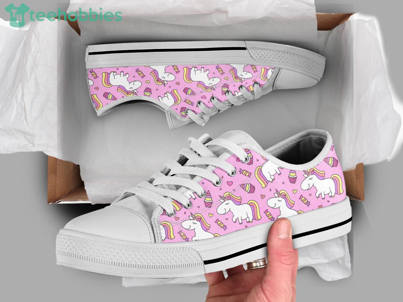 Pink Unicorn Pattern Low Top Shoes Fme Product Photo 1