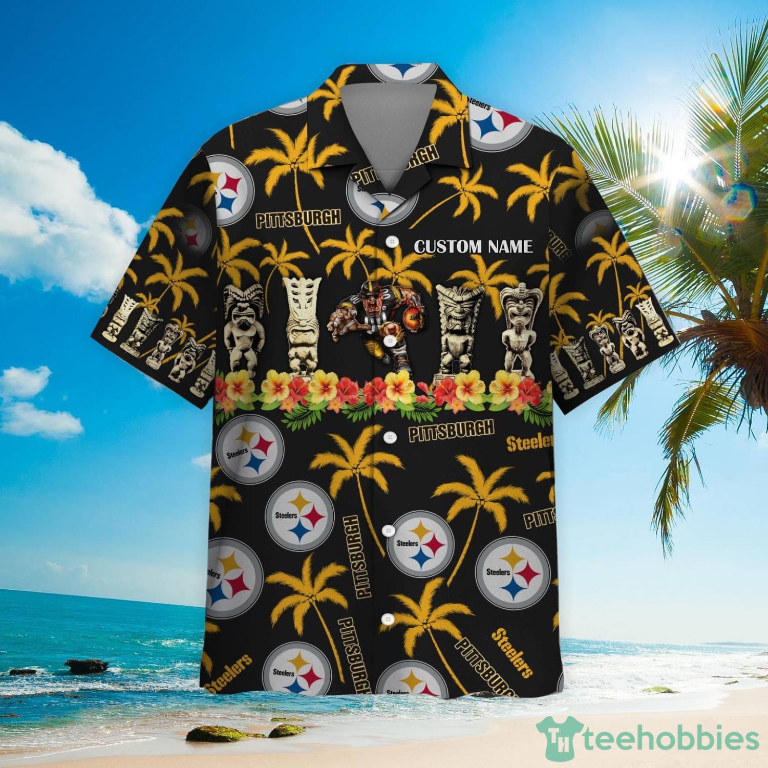Pittsburgh Steelers Custom Name Hawaiian Shirt Product Photo 3