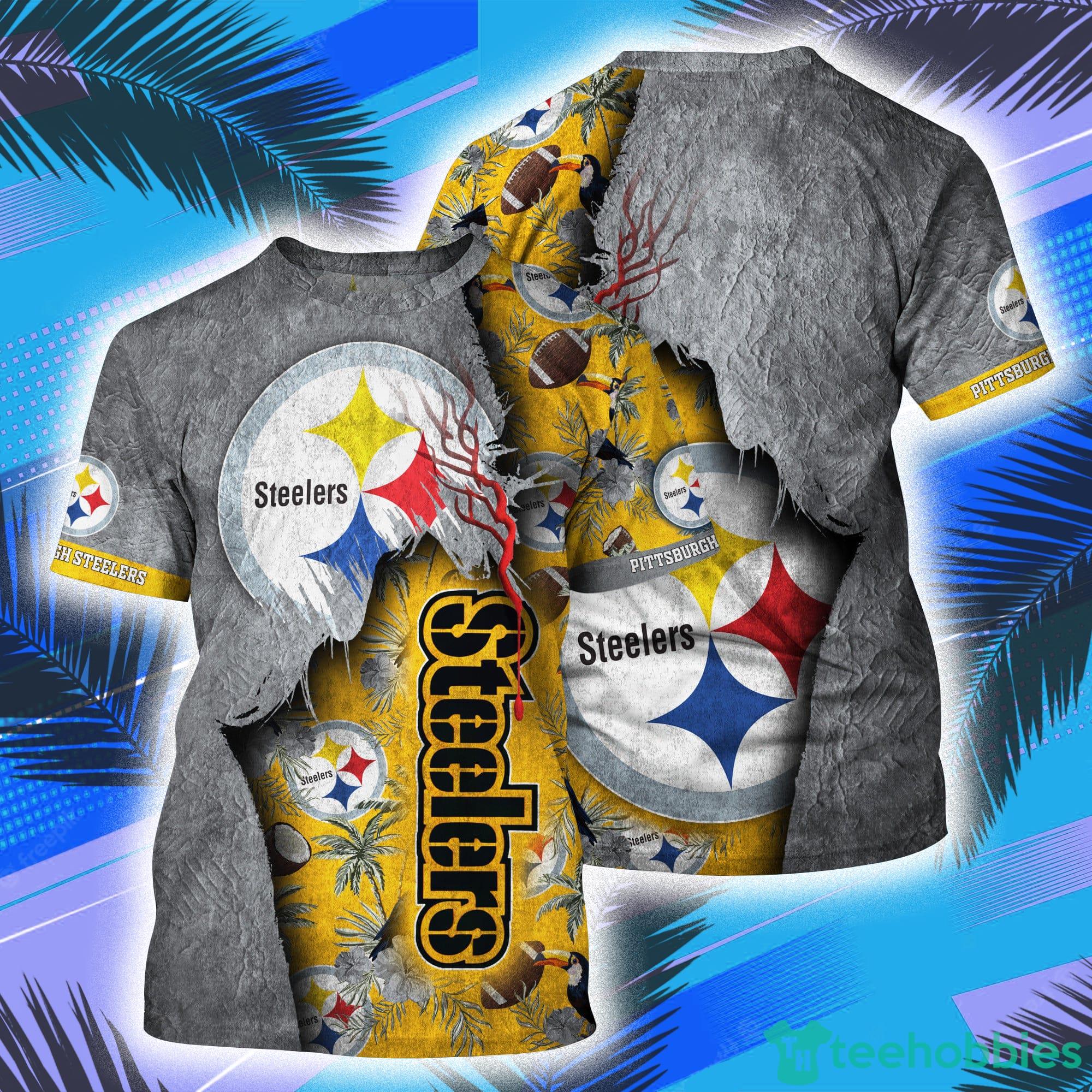 Pittsburgh Steelers NFL And Grunge Texture All Over Print 3D T-Shirt Product Photo 1