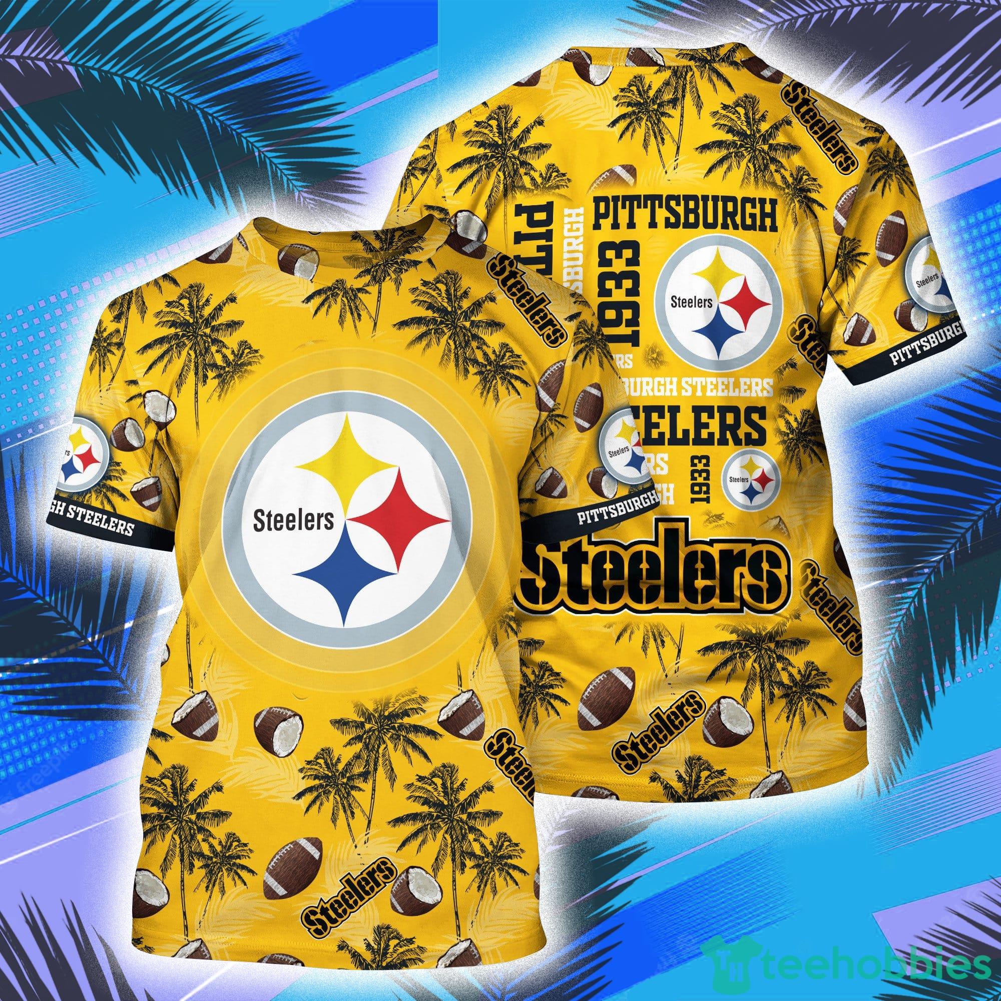Pittsburgh Steelers NFL And Palm Trees Pattern All Over Print 3D T-Shirt Product Photo 1