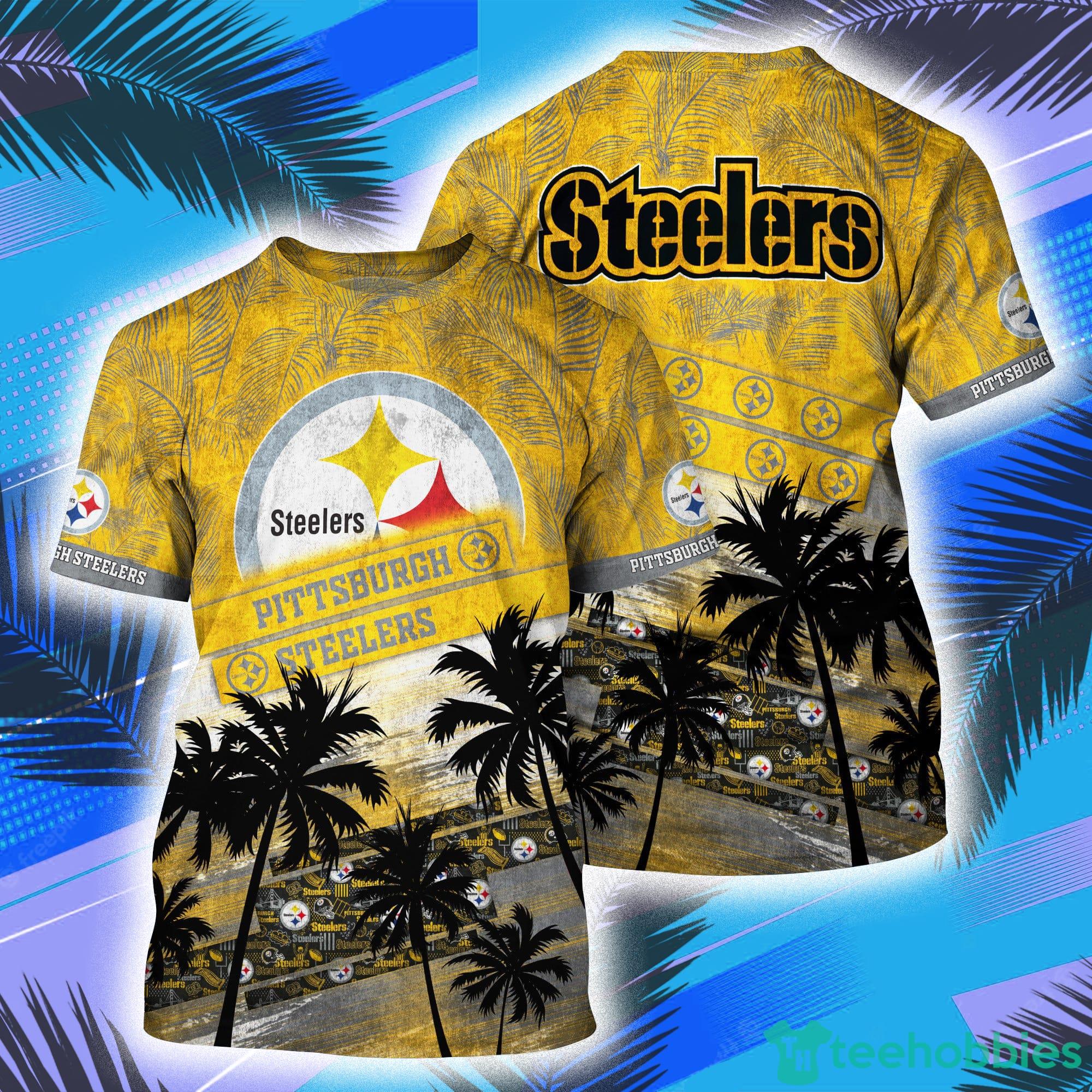Pittsburgh Steelers NFL And Tropical Pattern Aloha Hawaii Style 3D T-Shirt Product Photo 1