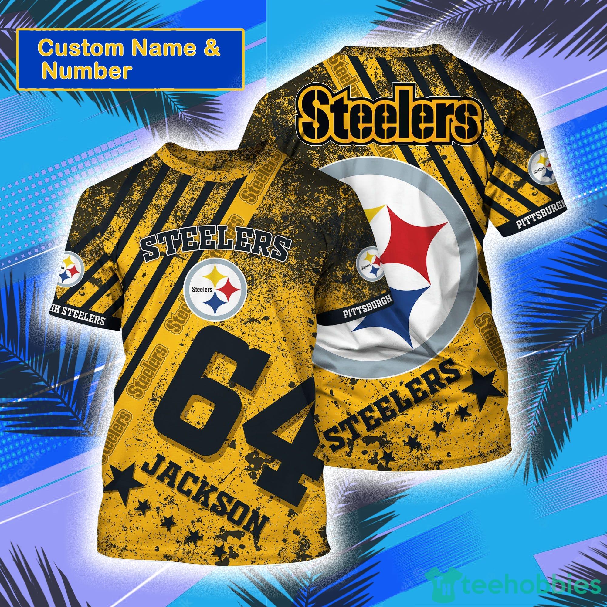 Pittsburgh Steelers NFL Custom Name And Number All Over Print 3D T-Shirt Product Photo 1