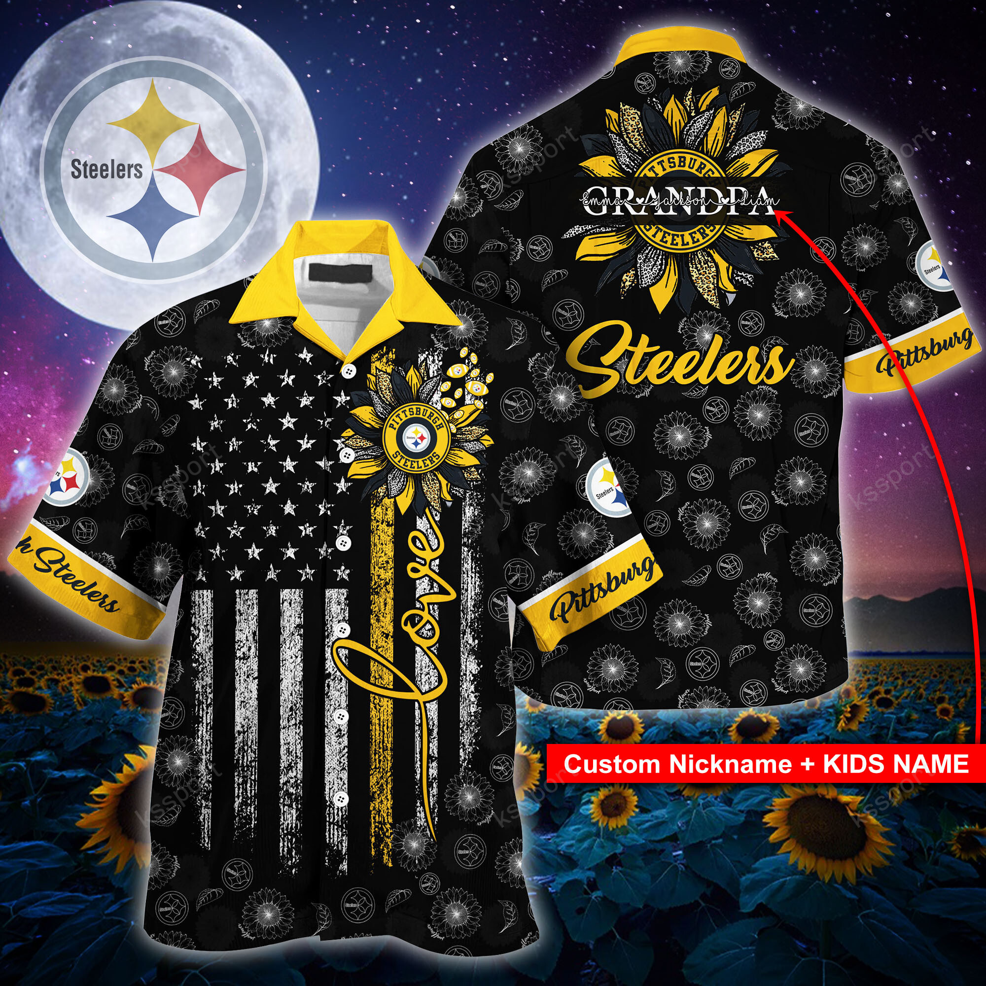 Pittsburgh Steelers 3D Hawaiian Shirt Mascot Custom Hawaiian Shirts For Mens  - Freedomdesign