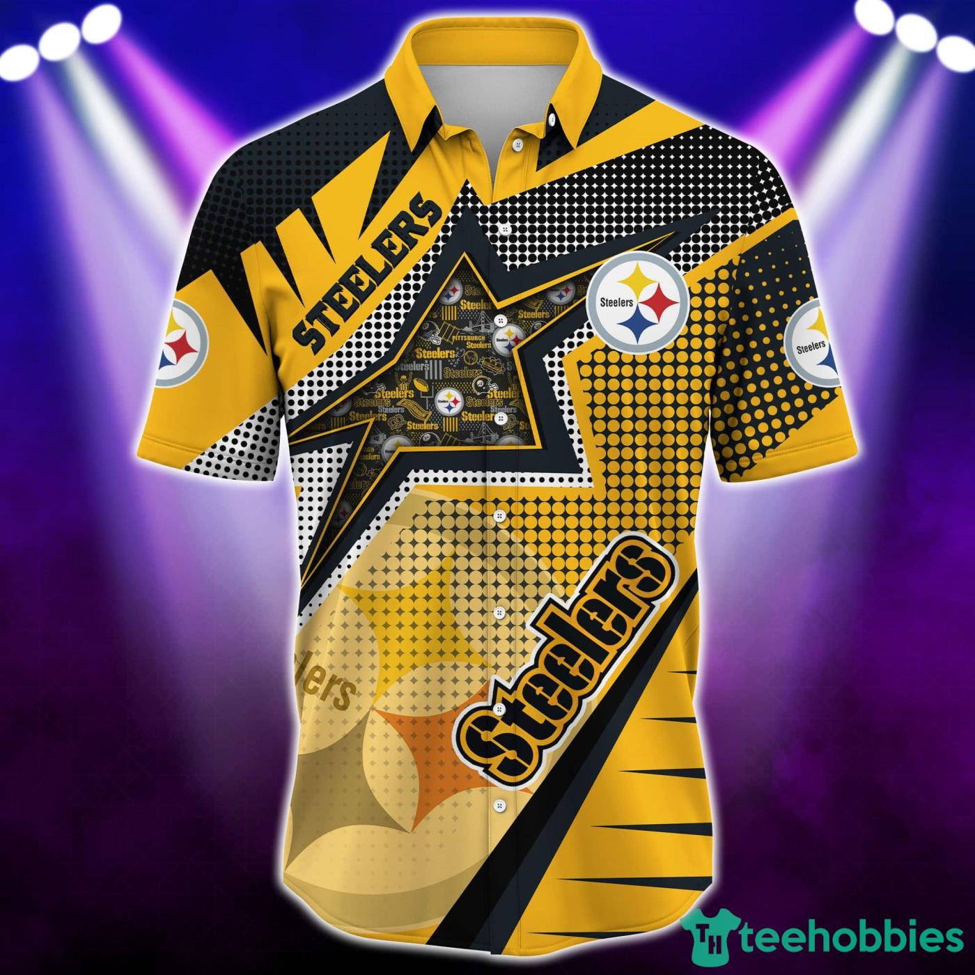 Pittsburgh Steelers NFL Half Tone Texture Style Short Sleeves Hawaiian Shirt