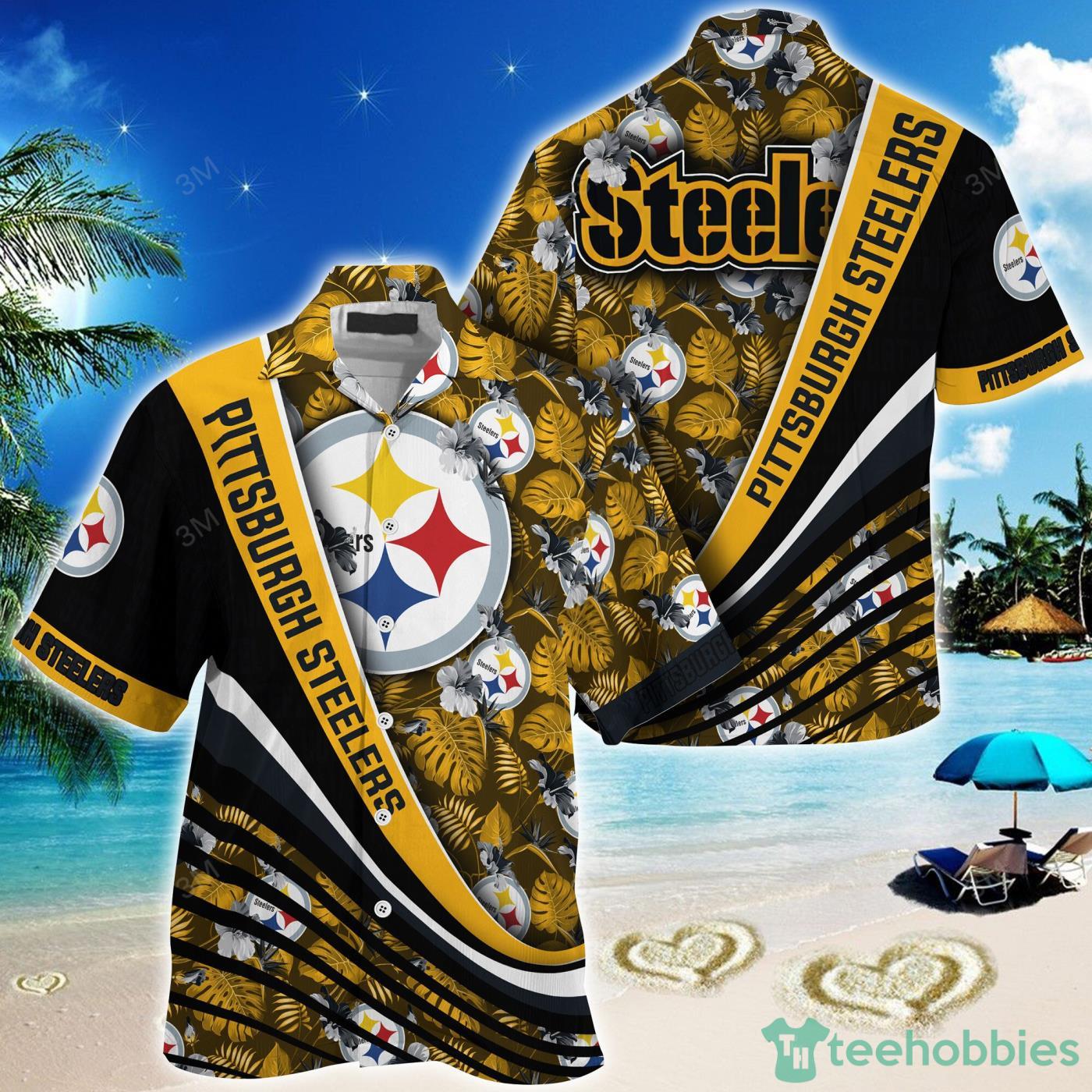 Pittsburgh Steelers NFL And Flowers Short Sleeves Hawaiian Shirt