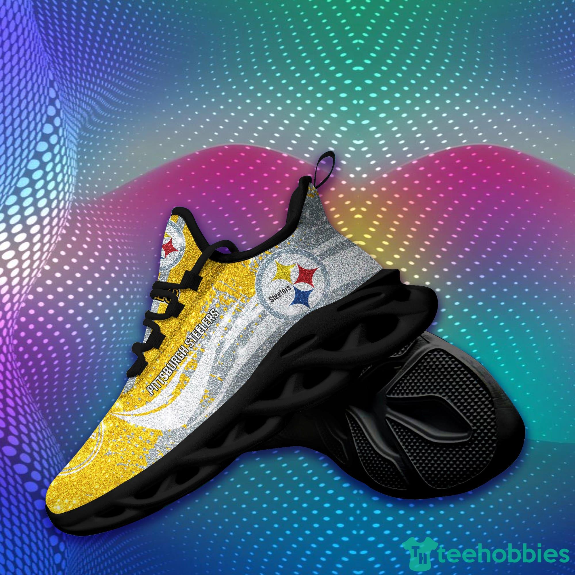 Pittsburgh Steelers Logo Running Sneaker Max Soul Shoes In Yellow