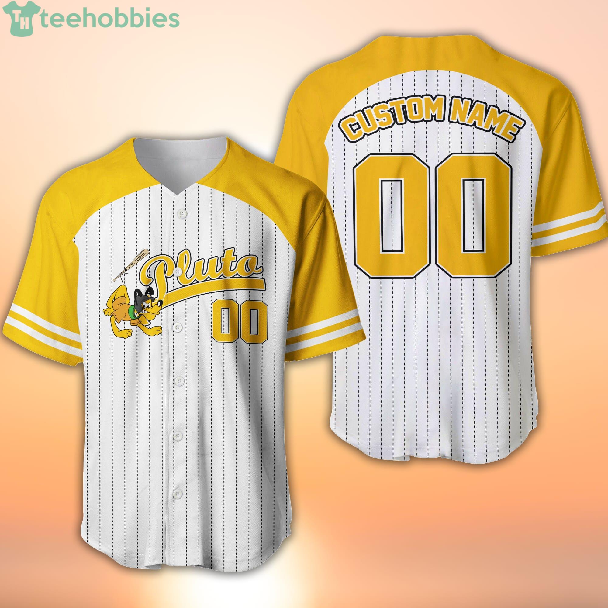 Personalized Pluto Dog White Pinstripe Baseball Jersey - T-shirts