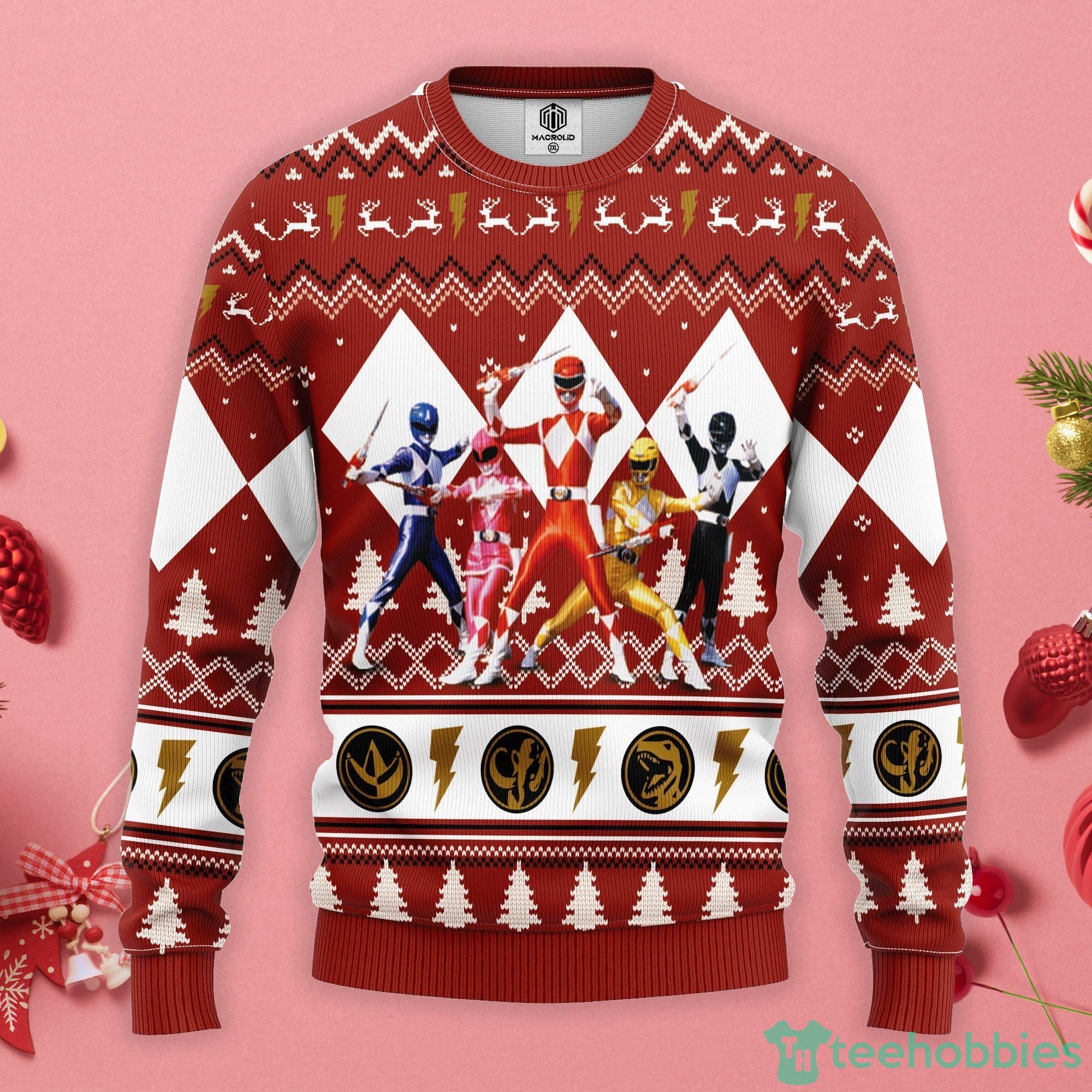 Power Ranger Red Christmas Gift Ugly Christmas Sweater Product Photo 1