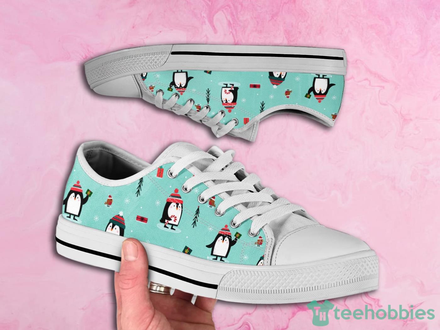 Printed Penguin Cute Pattern Low Top Canvas Shoes Product Photo 1